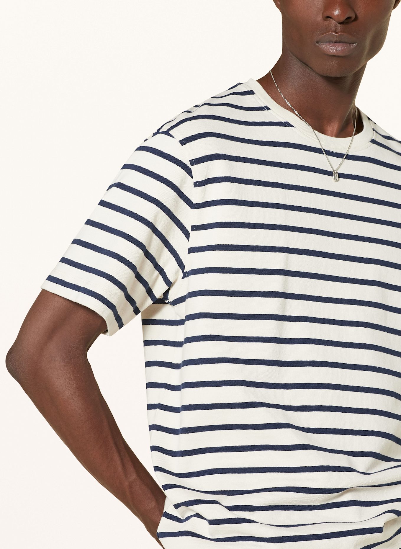 CLOSED T-Shirt: CREME/ DUNKELBLAU