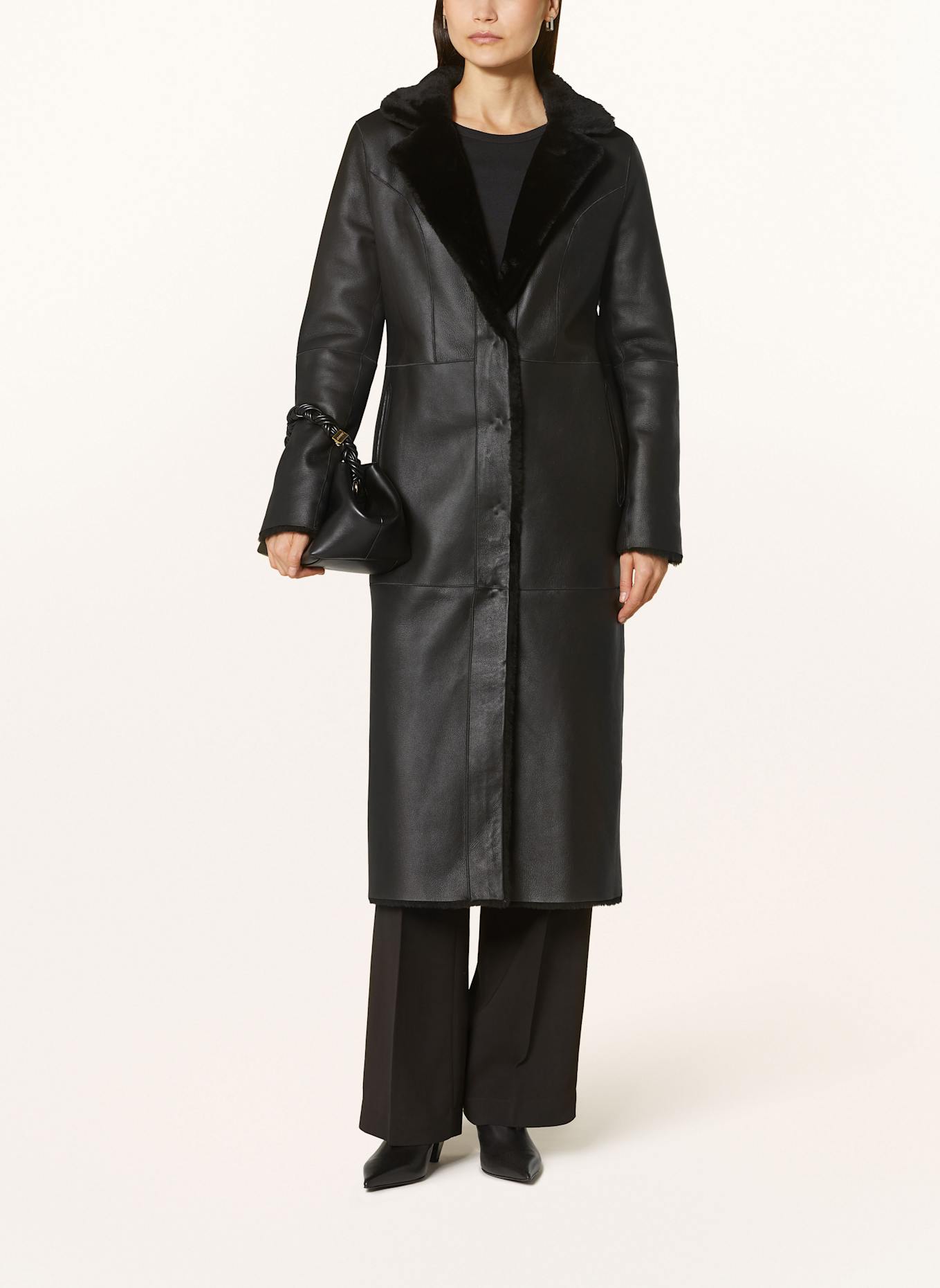 MRS & HUGS Ledermantel zum Wenden: SCHWARZ