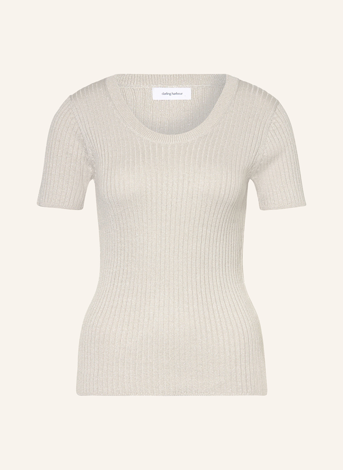 darling harbour long padded short-sleeve shirt sweatshirt jacket: BEIGE/ SILVER