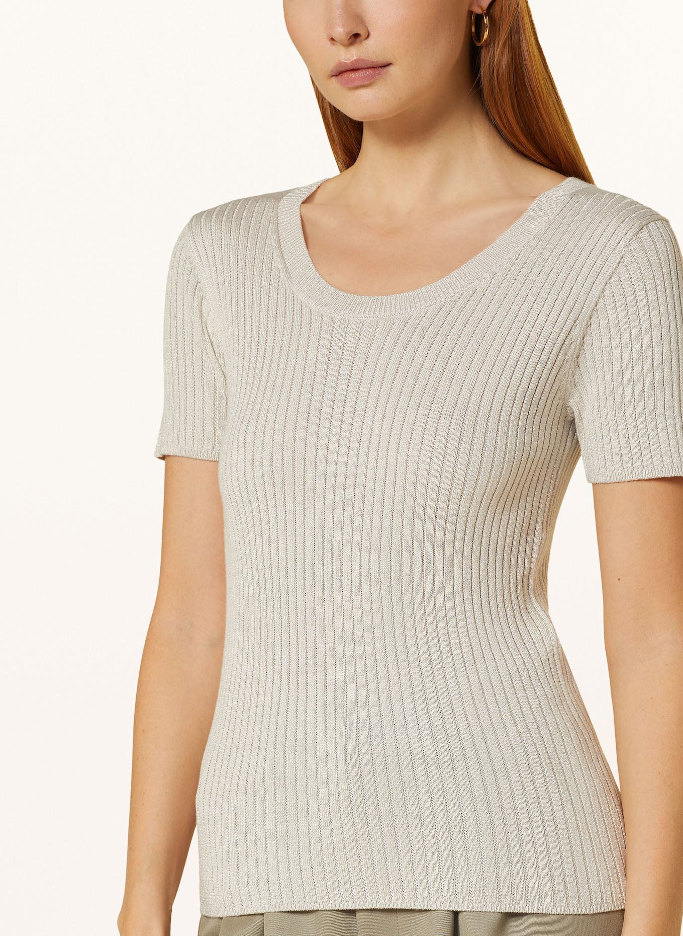 darling harbour long padded short-sleeve shirt sweatshirt jacket: BEIGE/ SILVER