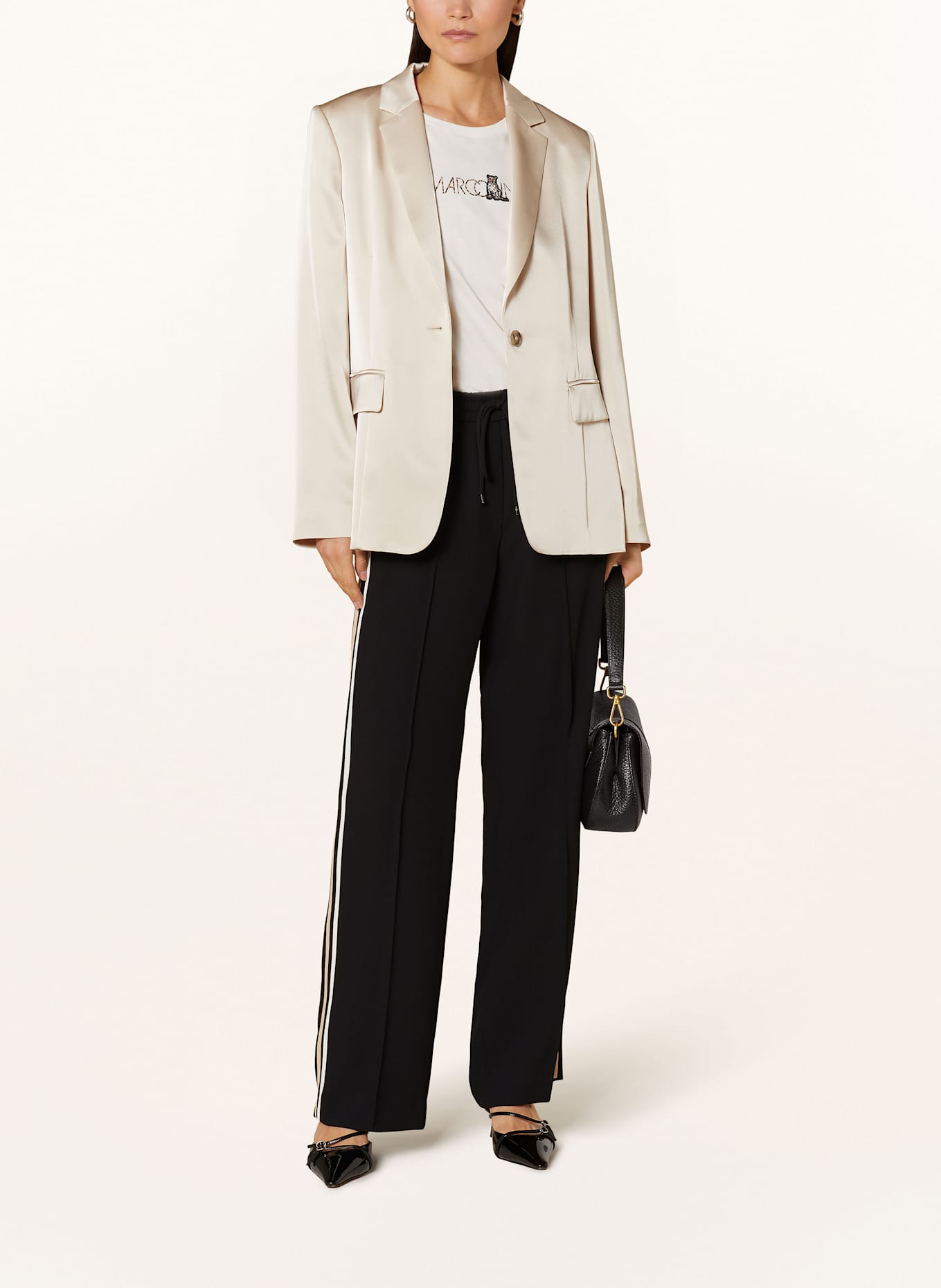 MARC CAIN Satin blazer: 137 bright sandstone