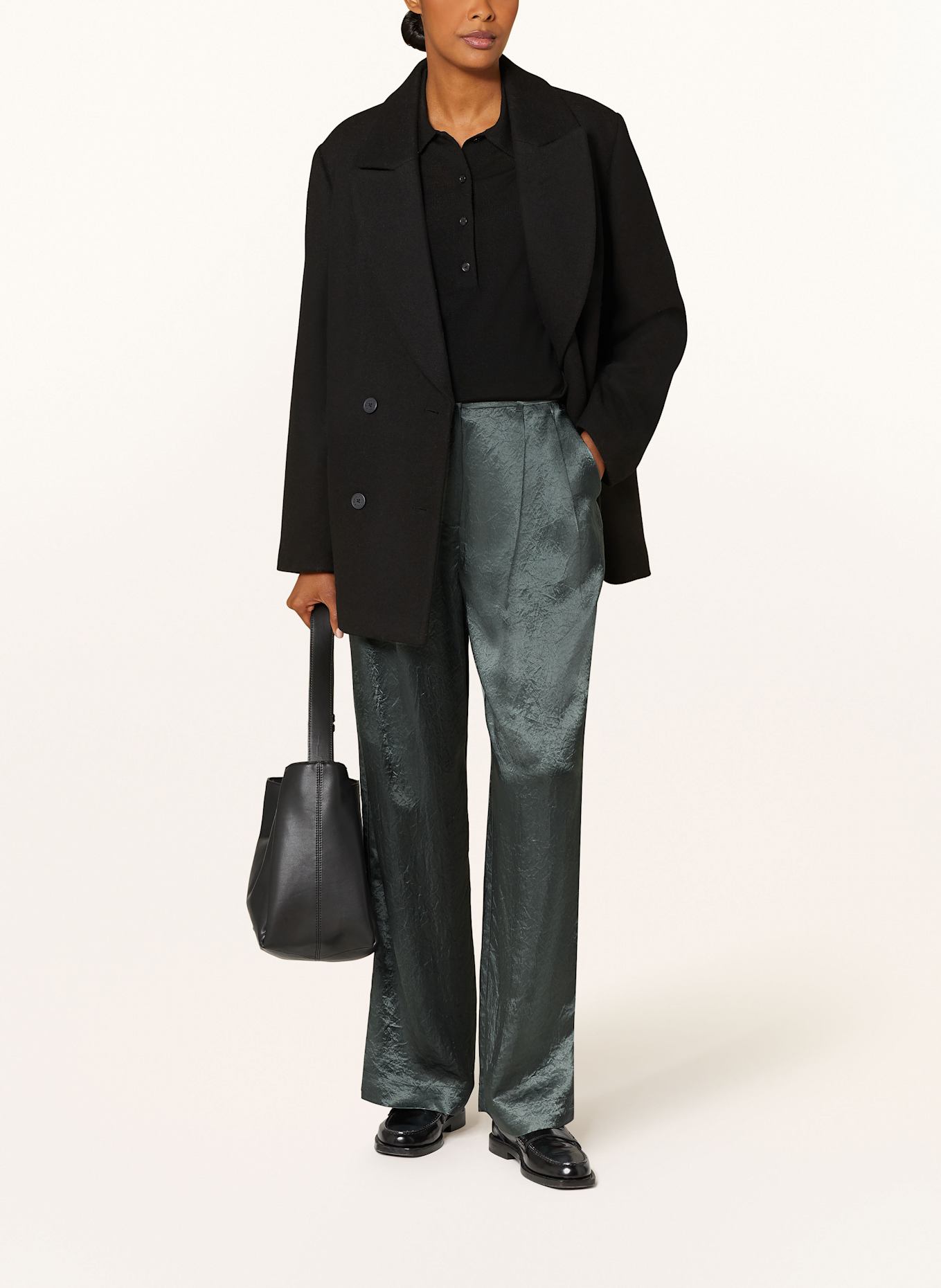 Marc O'Polo Marlenehose aus Satin: DUNKELGRÜN