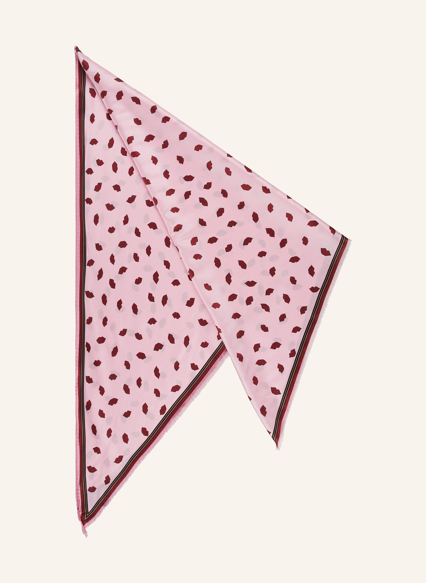 LUISA CERANO Triangular scarf made of silk: PINK / DARK RED
