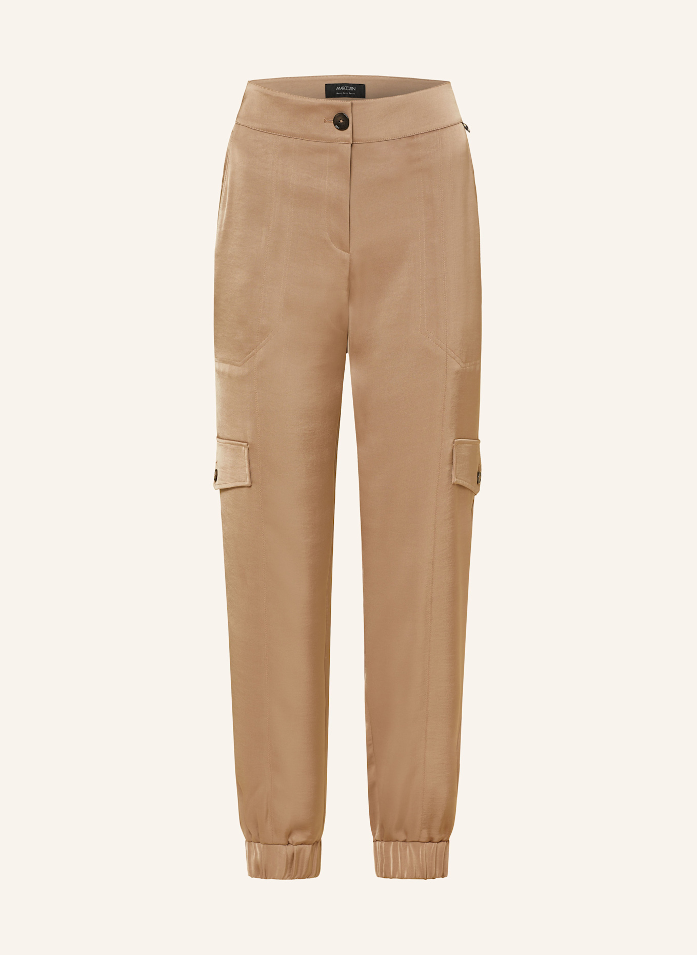 MARC CAIN Bojówki RIDDER z satyny: CAMELOWY