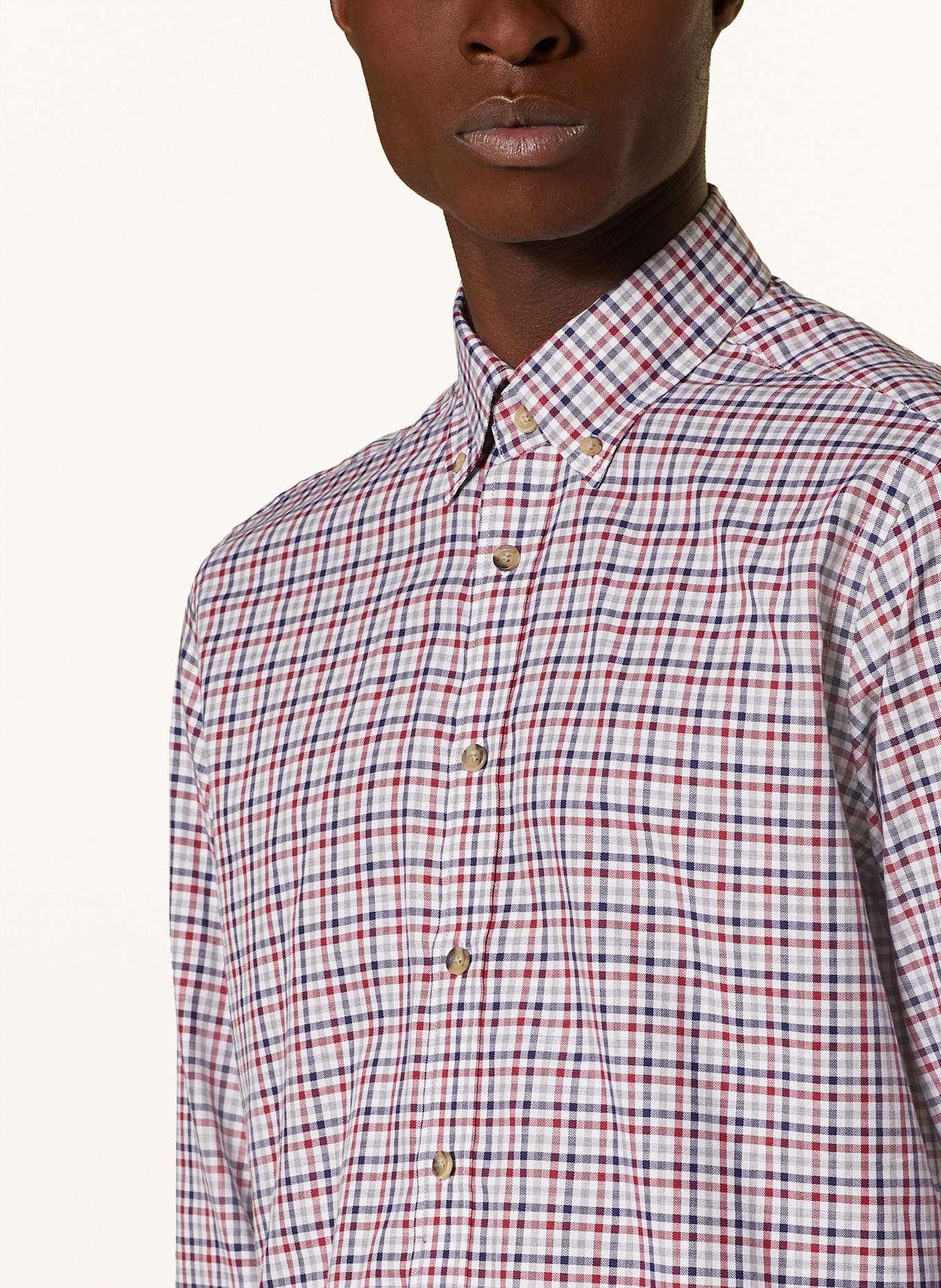 HACKETT LONDON Freizeithemd 3 COL BRUSHED GINGHAM: ROT/ WEISS/ DUNKELBLAU