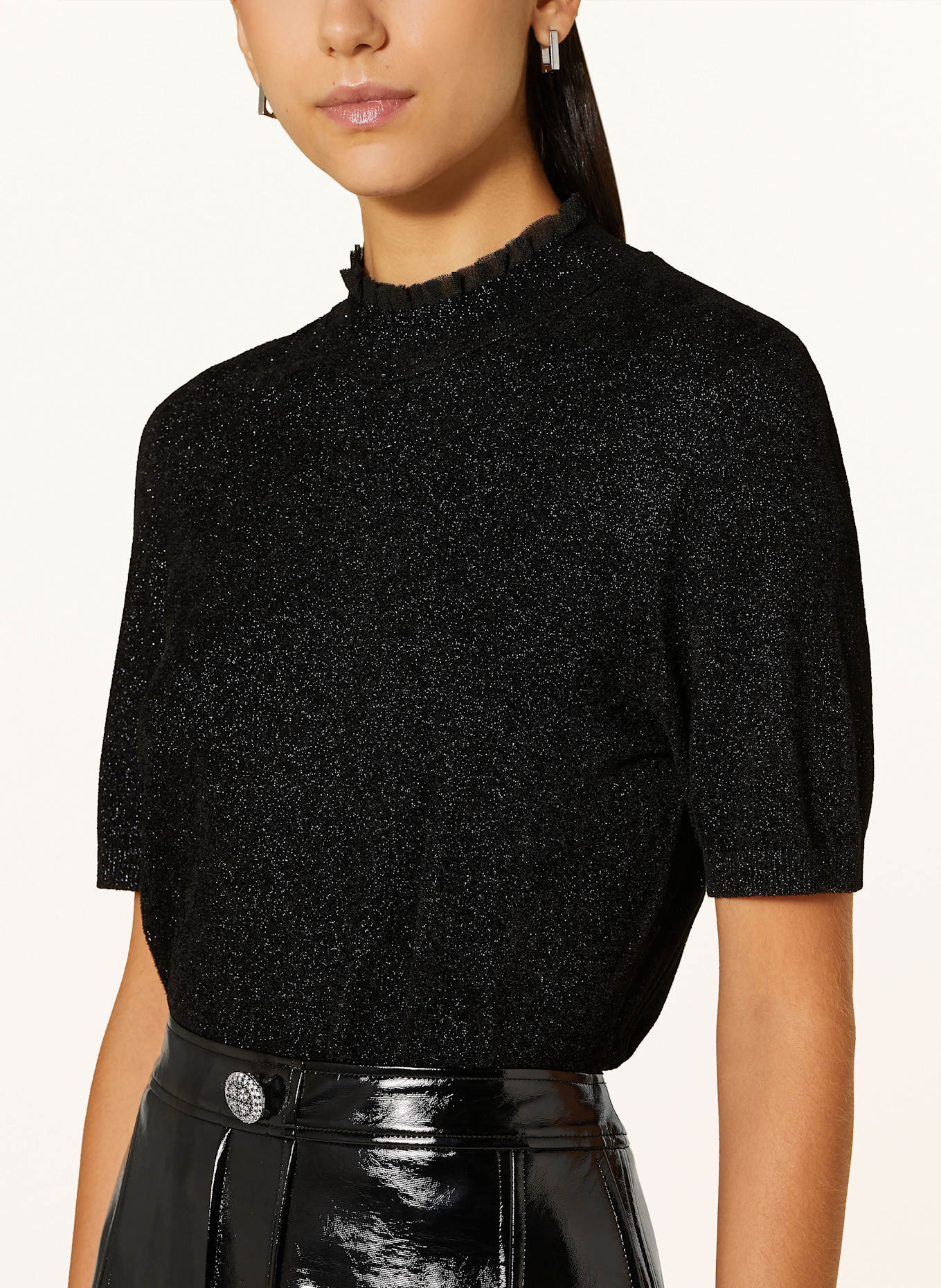 MARC CAIN Strickshirt mit Glitzergarn: 900 BLACK