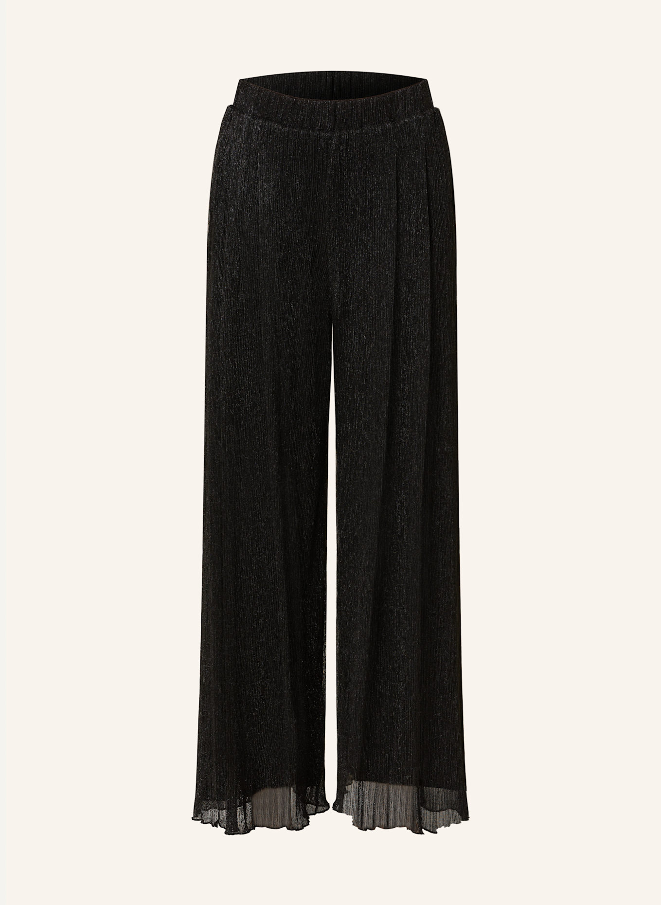 MARC CAIN Wide leg trousers with glitter thread: 900 BLACK