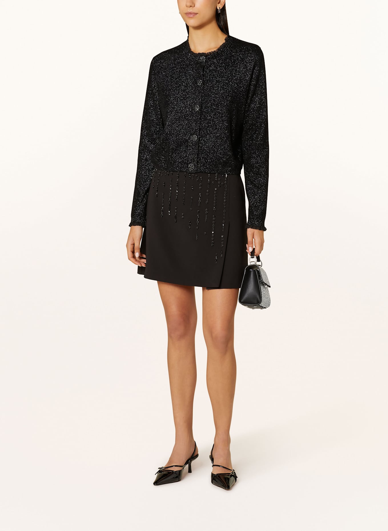 MARC CAIN Spódnica z ozdobnymi kamykami: 900 BLACK