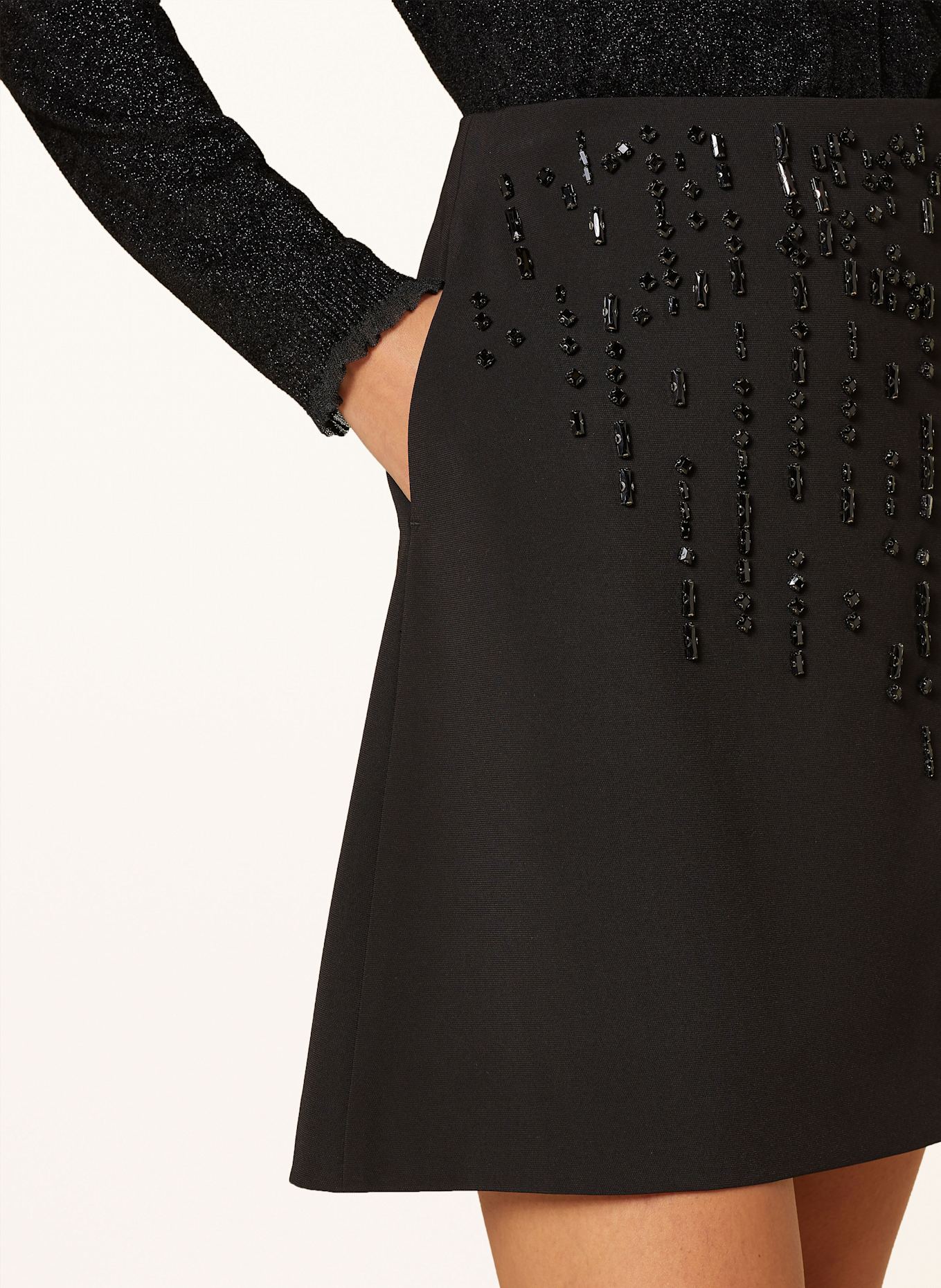 MARC CAIN Spódnica z ozdobnymi kamykami: 900 BLACK