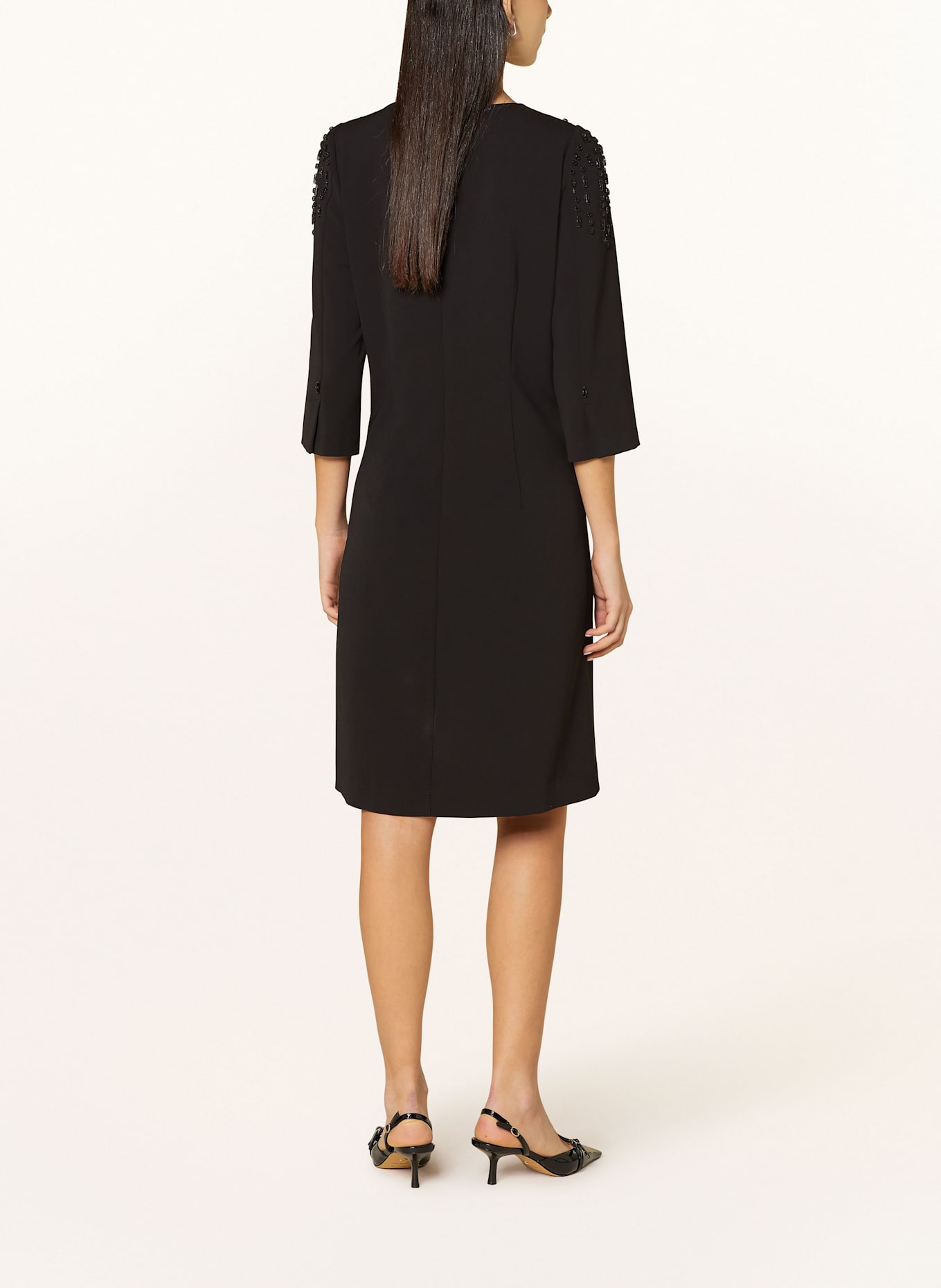 MARC CAIN Kleid mit 3/4-Arm und Schmucksteinen: 900 BLACK