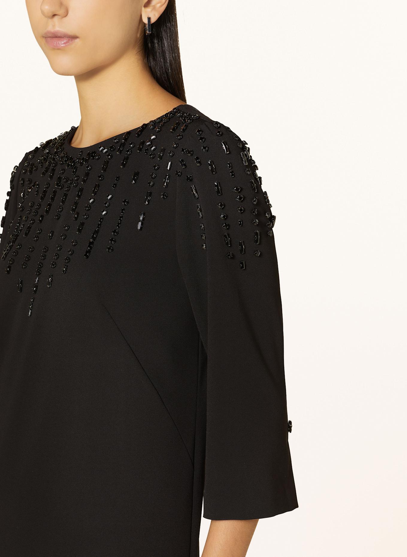 MARC CAIN Kleid mit 3/4-Arm und Schmucksteinen: 900 BLACK