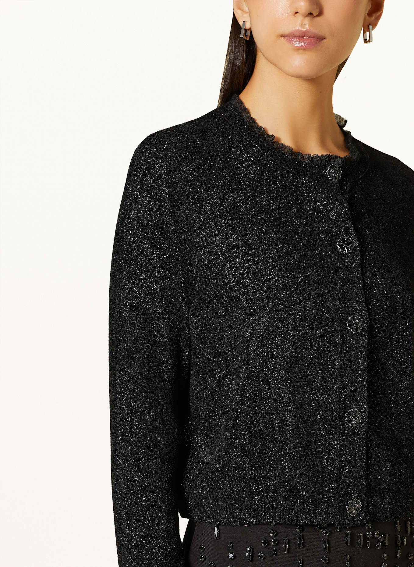 MARC CAIN Strickjacke mit Glitzergarn: 900 BLACK