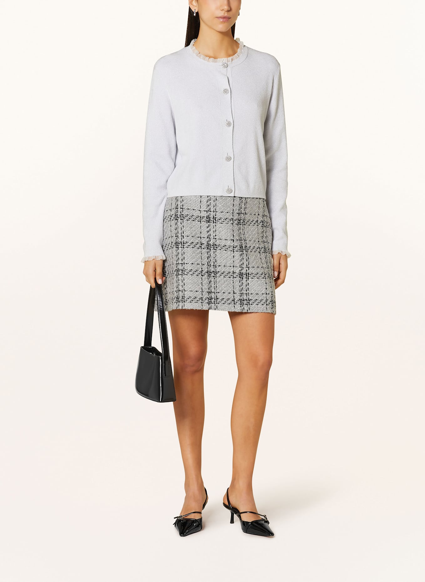 MARC CAIN Strickjacke mit Glitzergarn: 800 silver