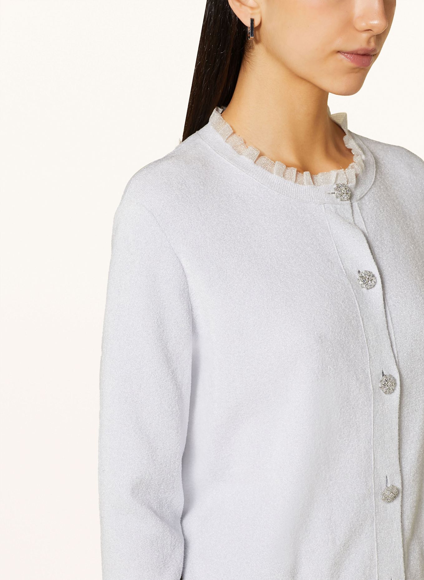 MARC CAIN Strickjacke mit Glitzergarn: 800 silver
