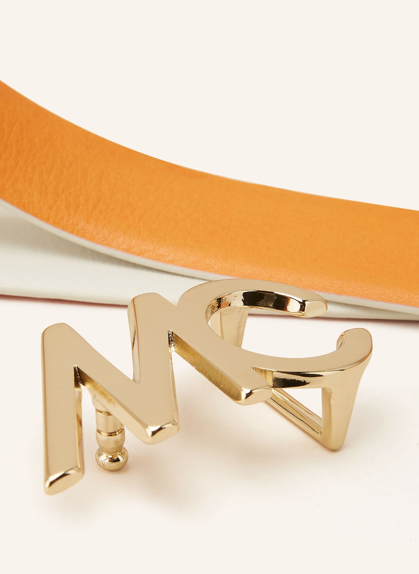 MARC CAIN Pasek skórzany dwustronny: 112 bright ecru