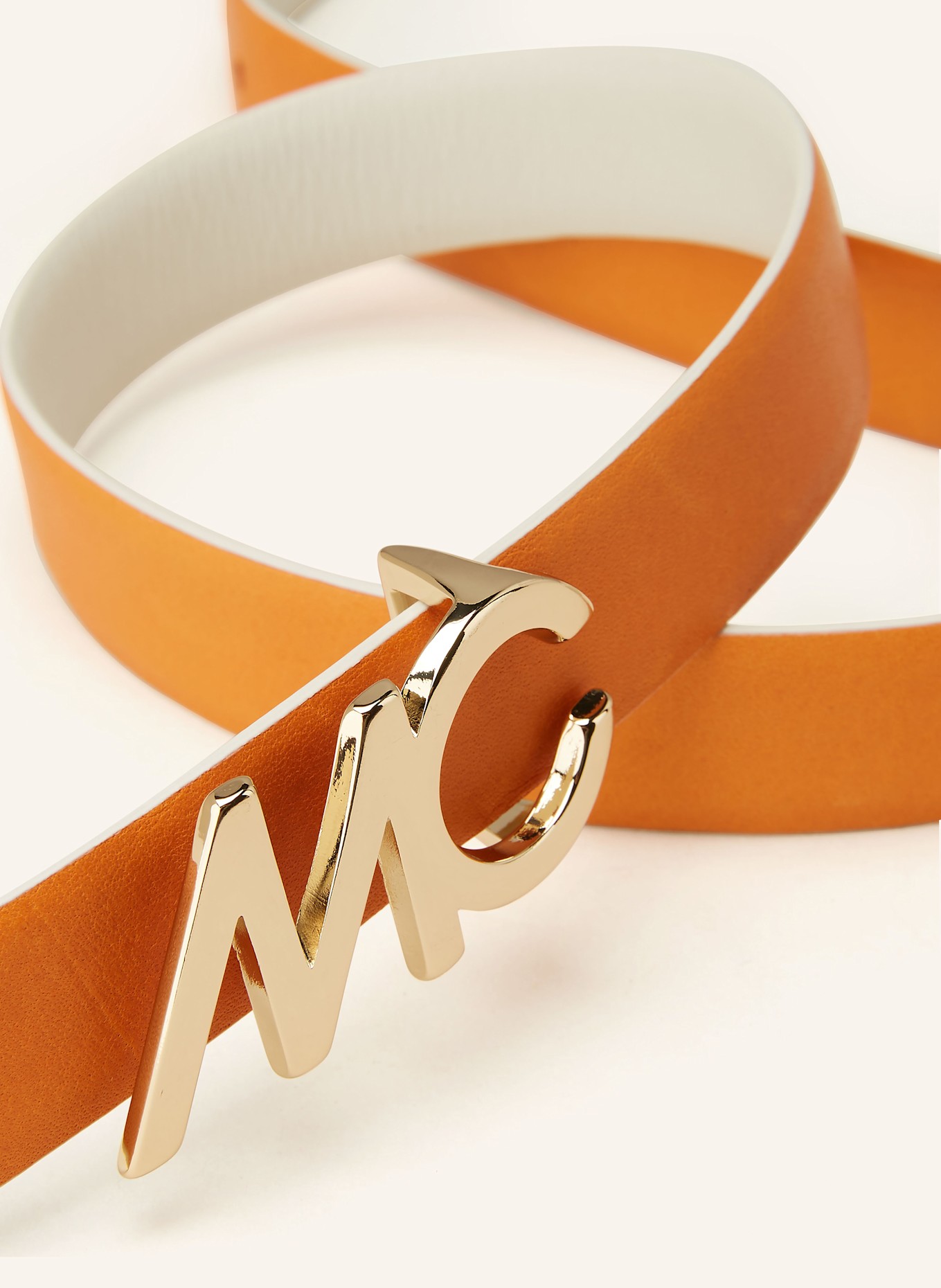 MARC CAIN Pasek skórzany dwustronny: 112 bright ecru