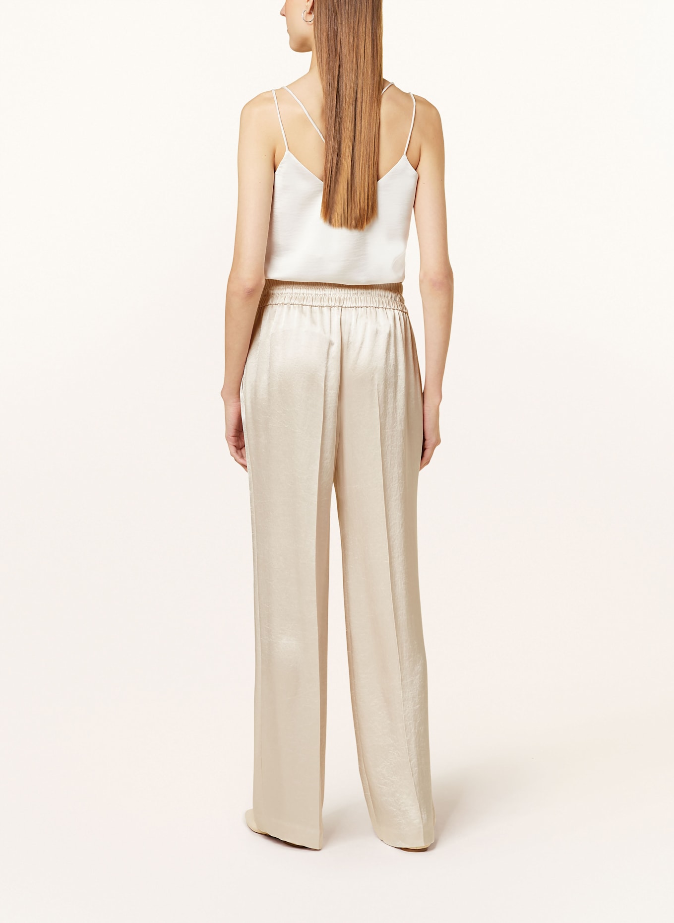 MARC CAIN Pantalon mariné en satin avec pierres décoratives: 127 deep pearl