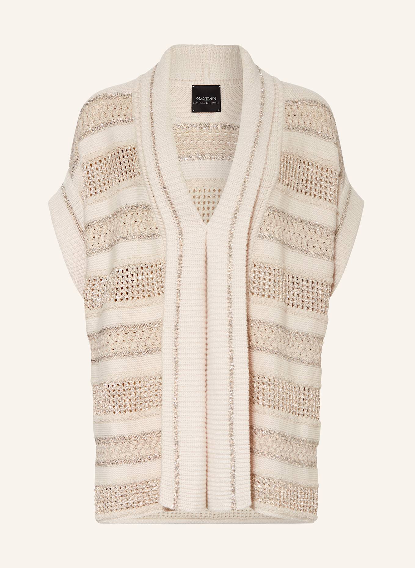 MARC CAIN Knit cardigan with sequins: 129 new pearl melange