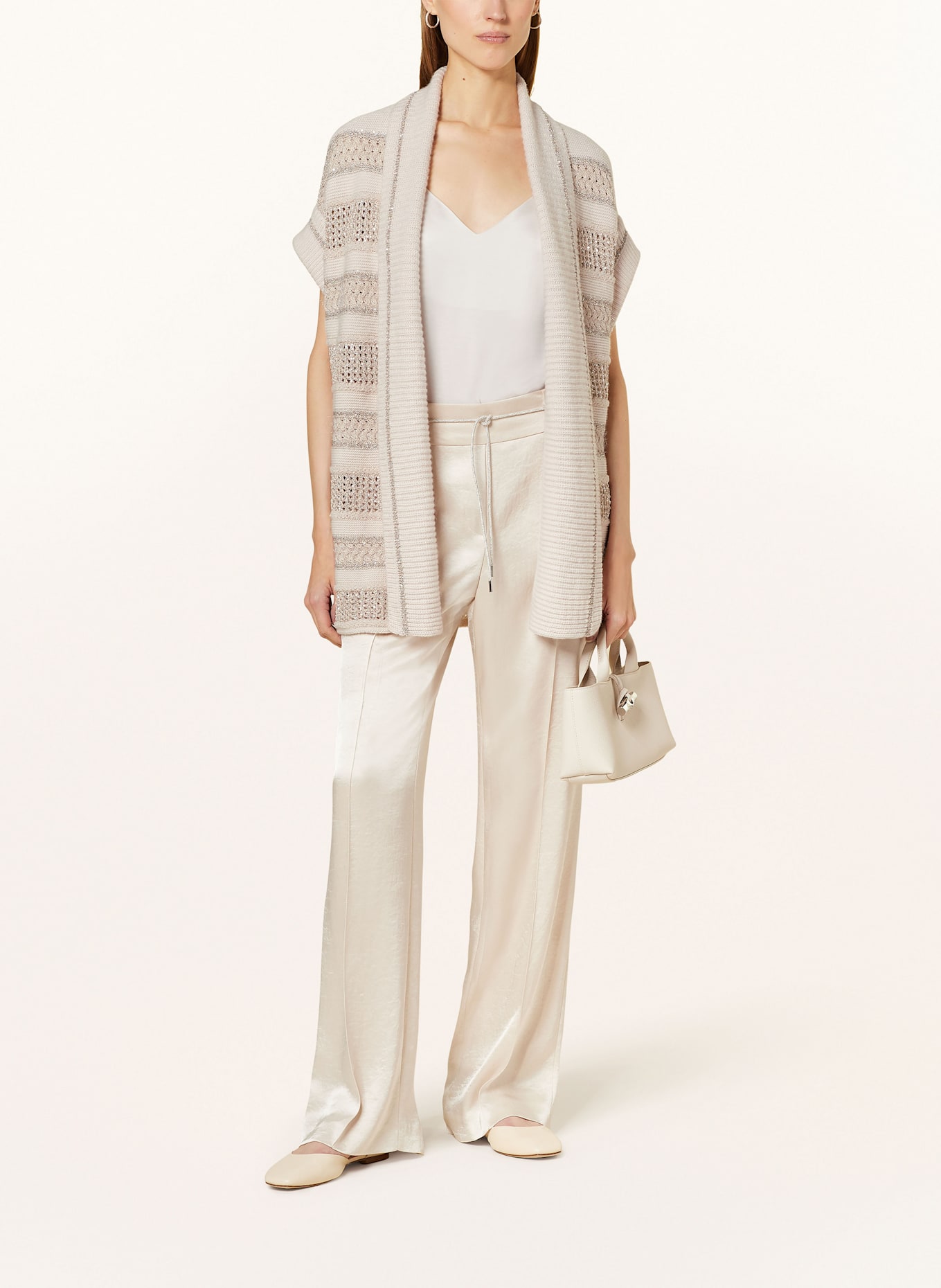 MARC CAIN Knit cardigan with sequins: 129 new pearl melange