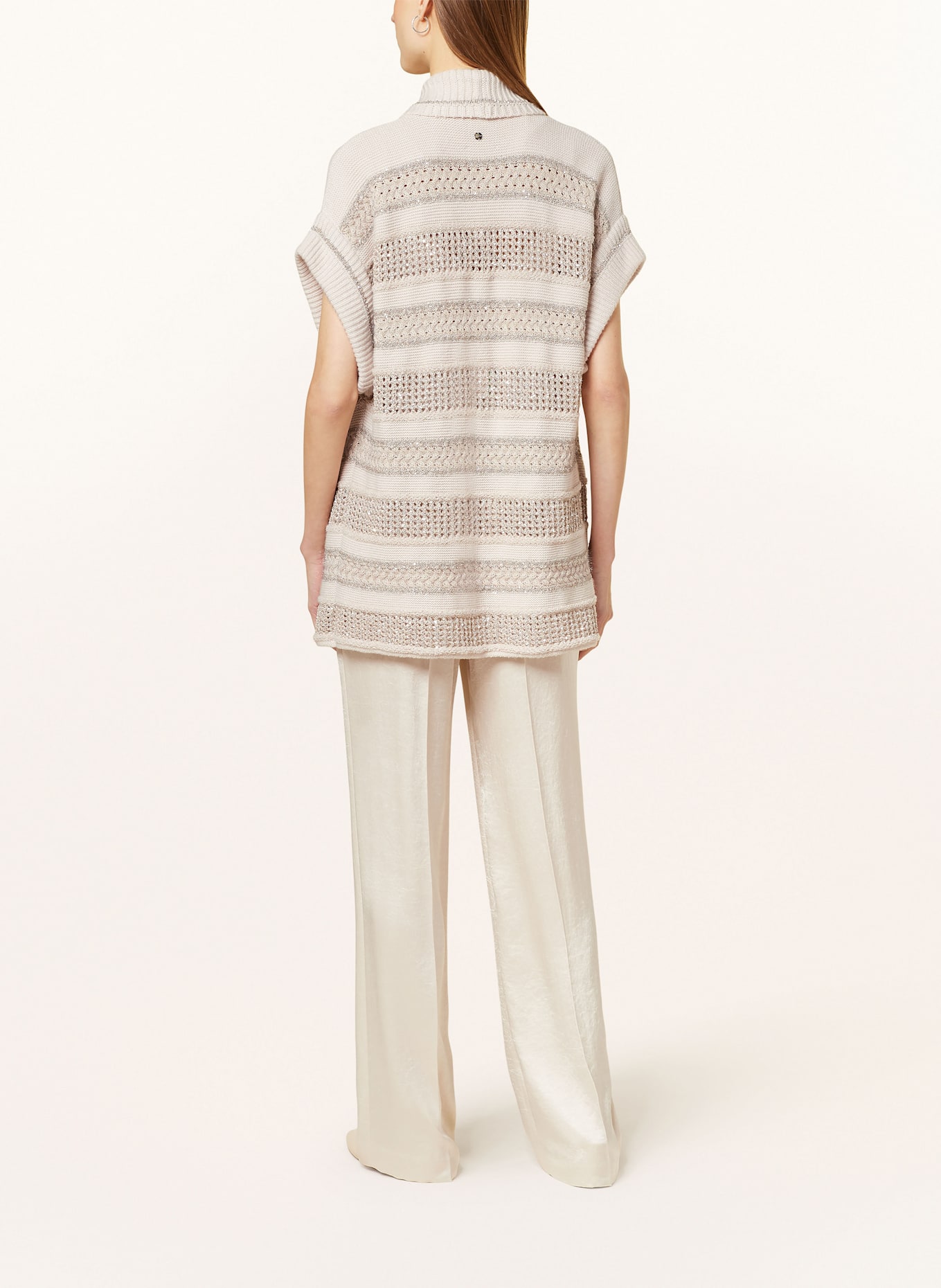 MARC CAIN Knit cardigan with sequins: 129 new pearl melange