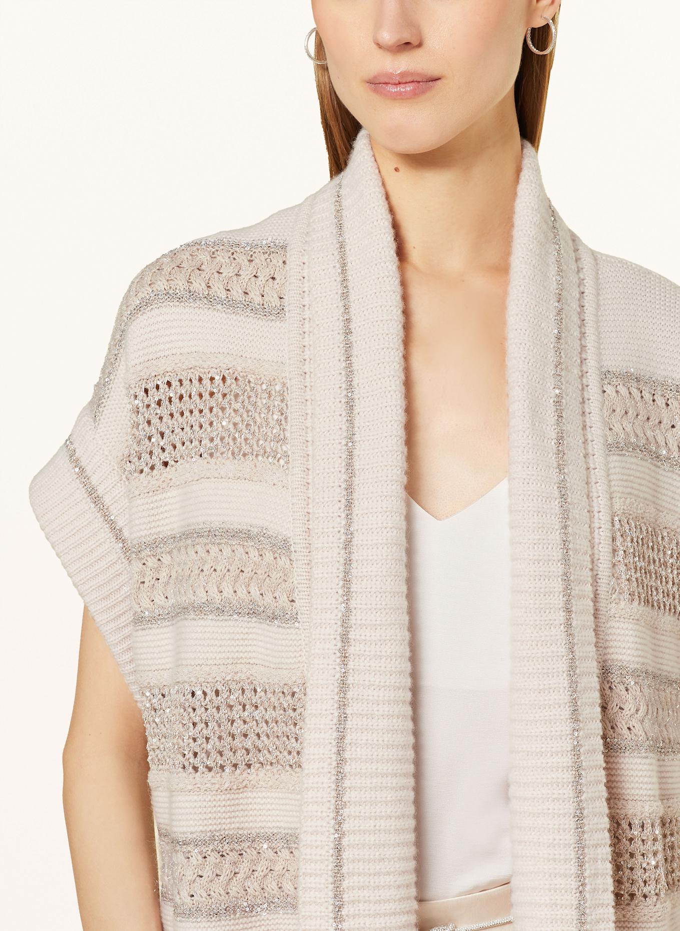 MARC CAIN Knit cardigan with sequins: 129 new pearl melange