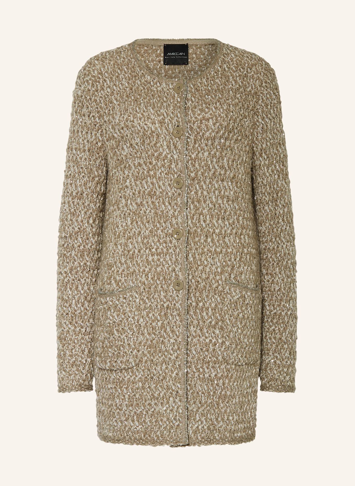 MARC CAIN Strickjacke mit Pailletten: 581 sage powder