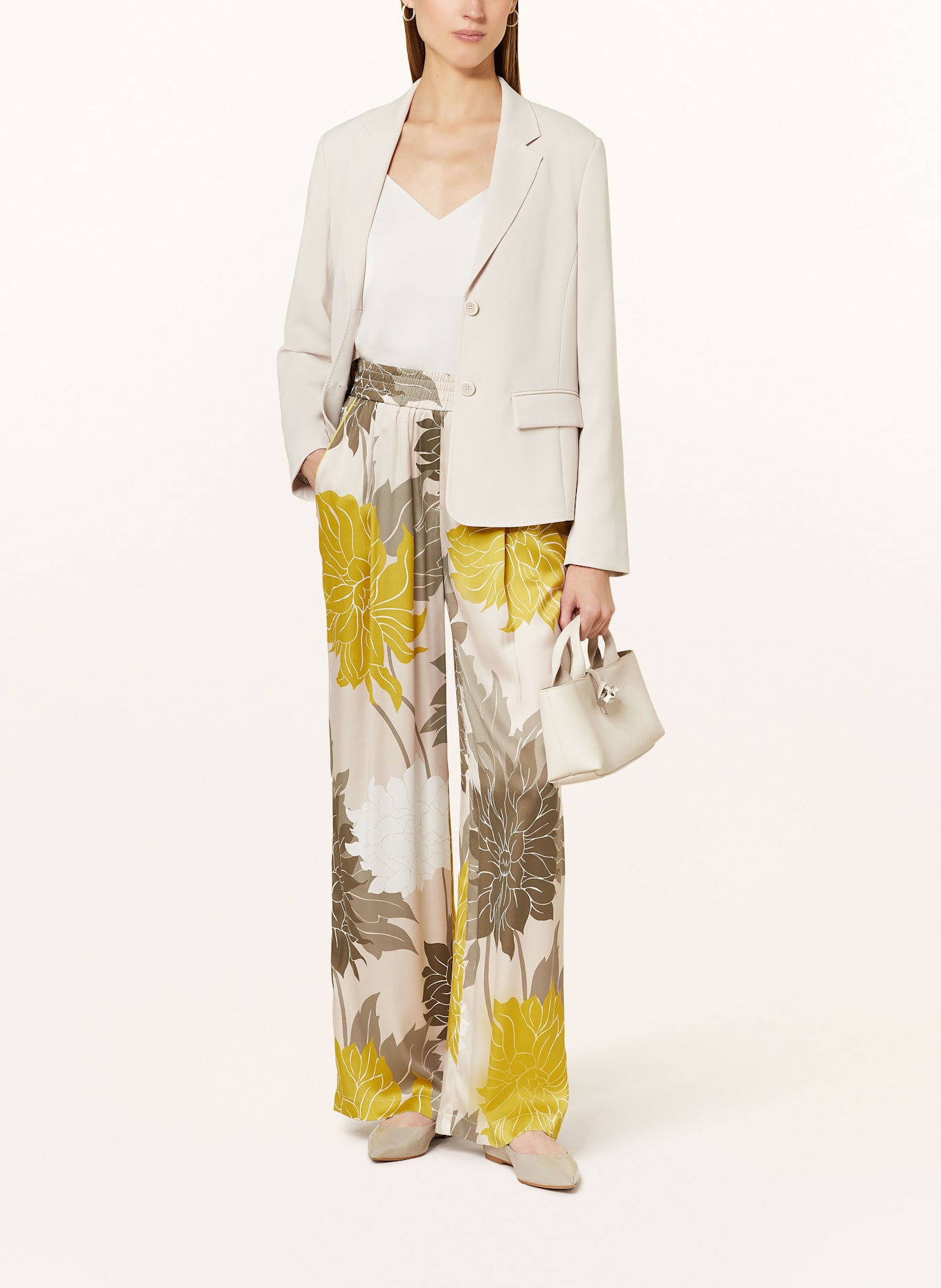 MARC CAIN Silk wide leg trousers WEDI: 127 deep pearl