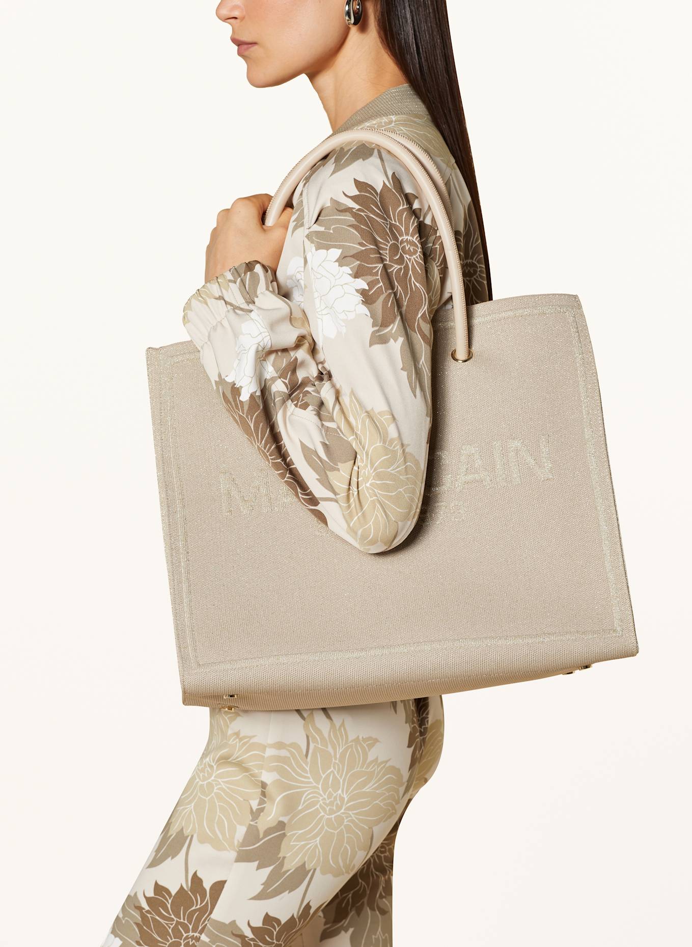 MARC CAIN Shopper with glitter thread: 127 deep pearl