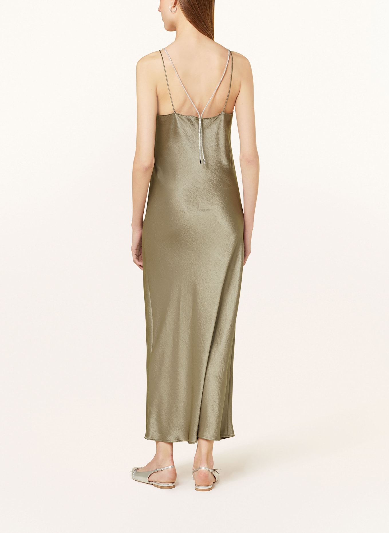 MARC CAIN Satinkleid mit Schmucksteinen: 581 sage powder