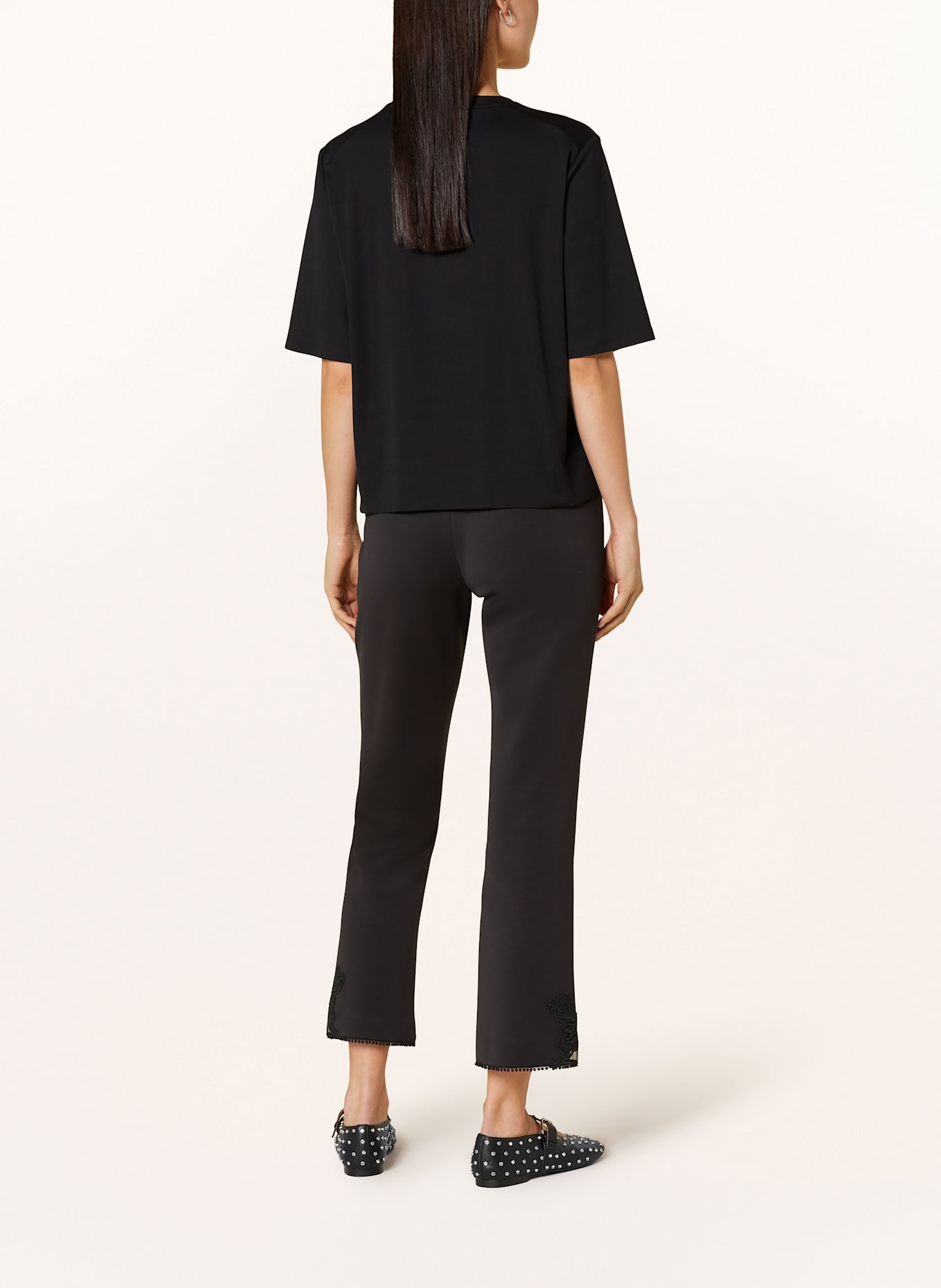 MARC CAIN T-shirt with lace: 900 BLACK