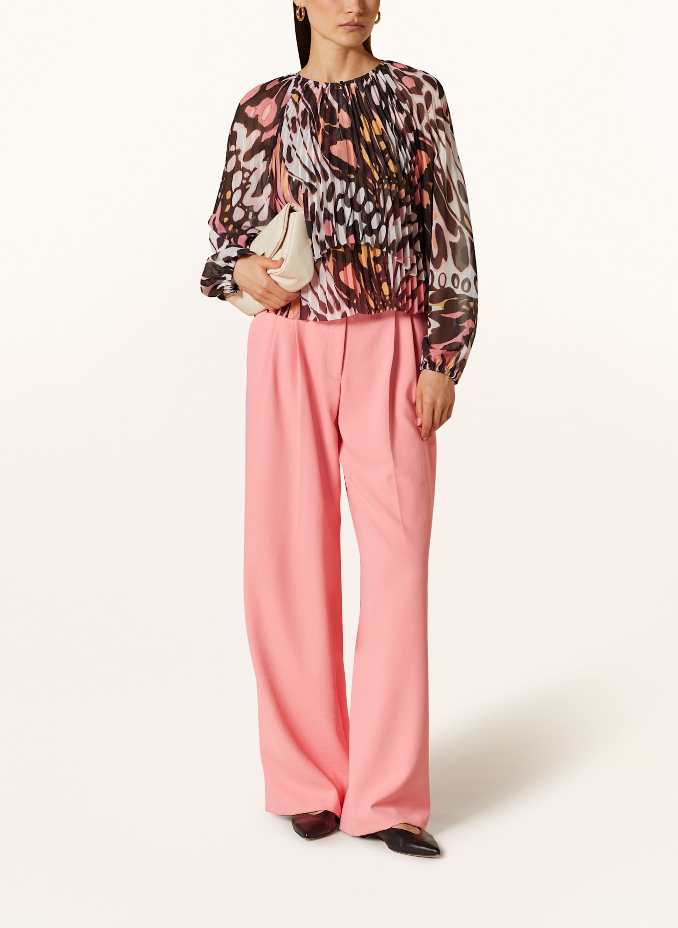 MARC CAIN Blusenshirt mit Plissees: 236 bright candy pink