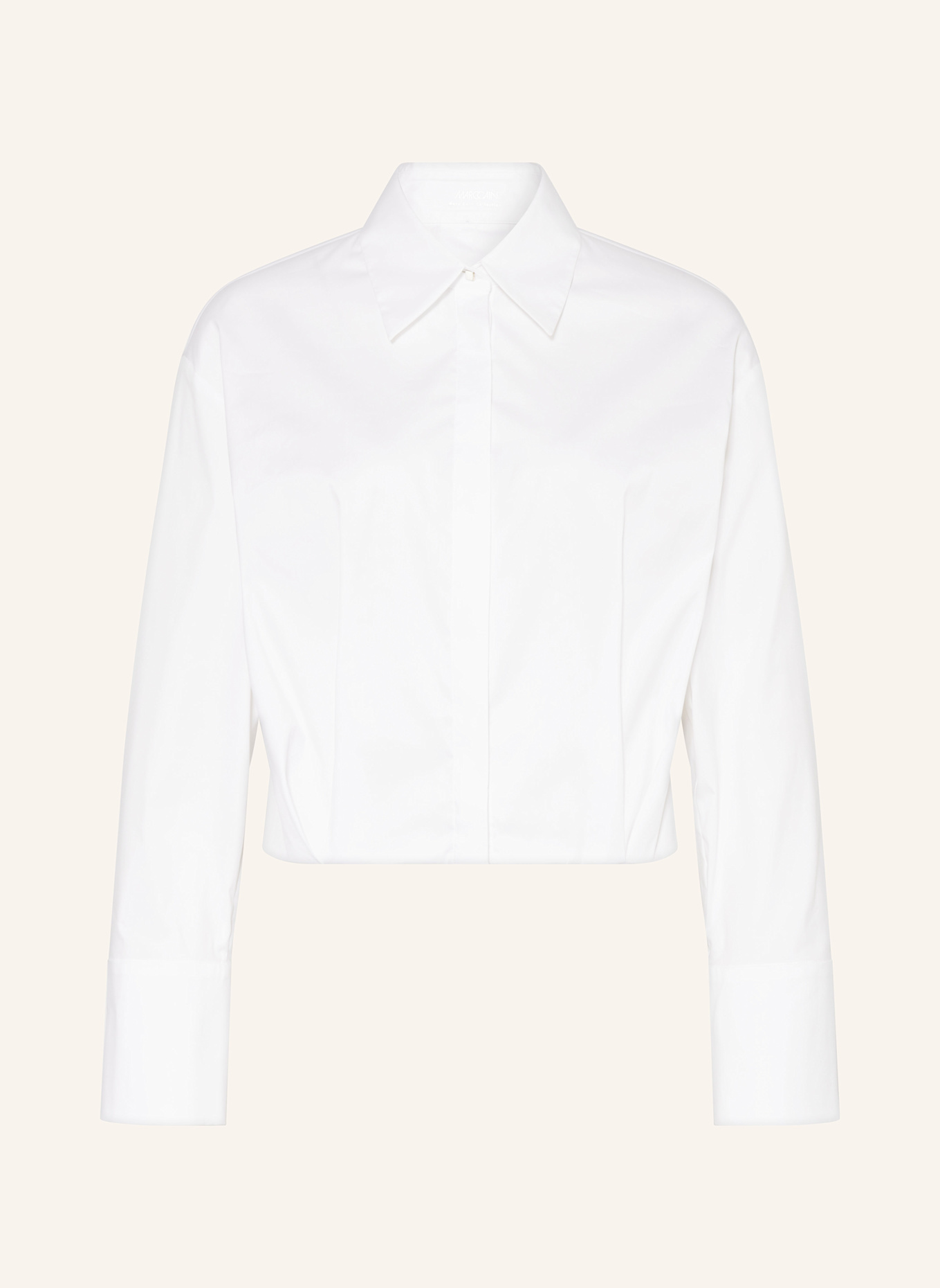 MARC CAIN Cropped shirt blouse: 100 WHITE