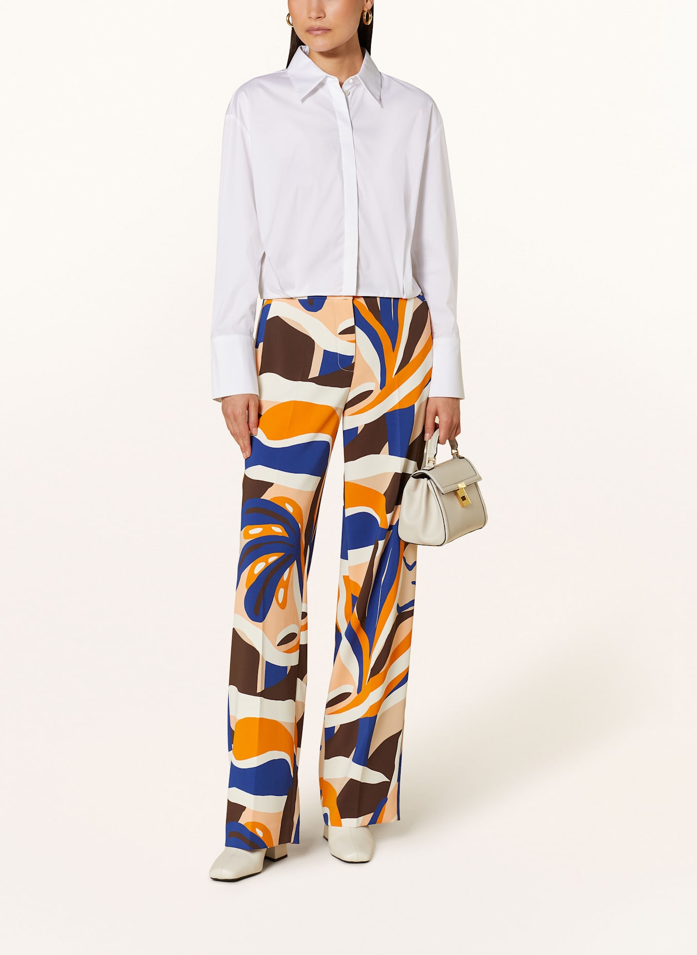 MARC CAIN Cropped shirt blouse: 100 WHITE