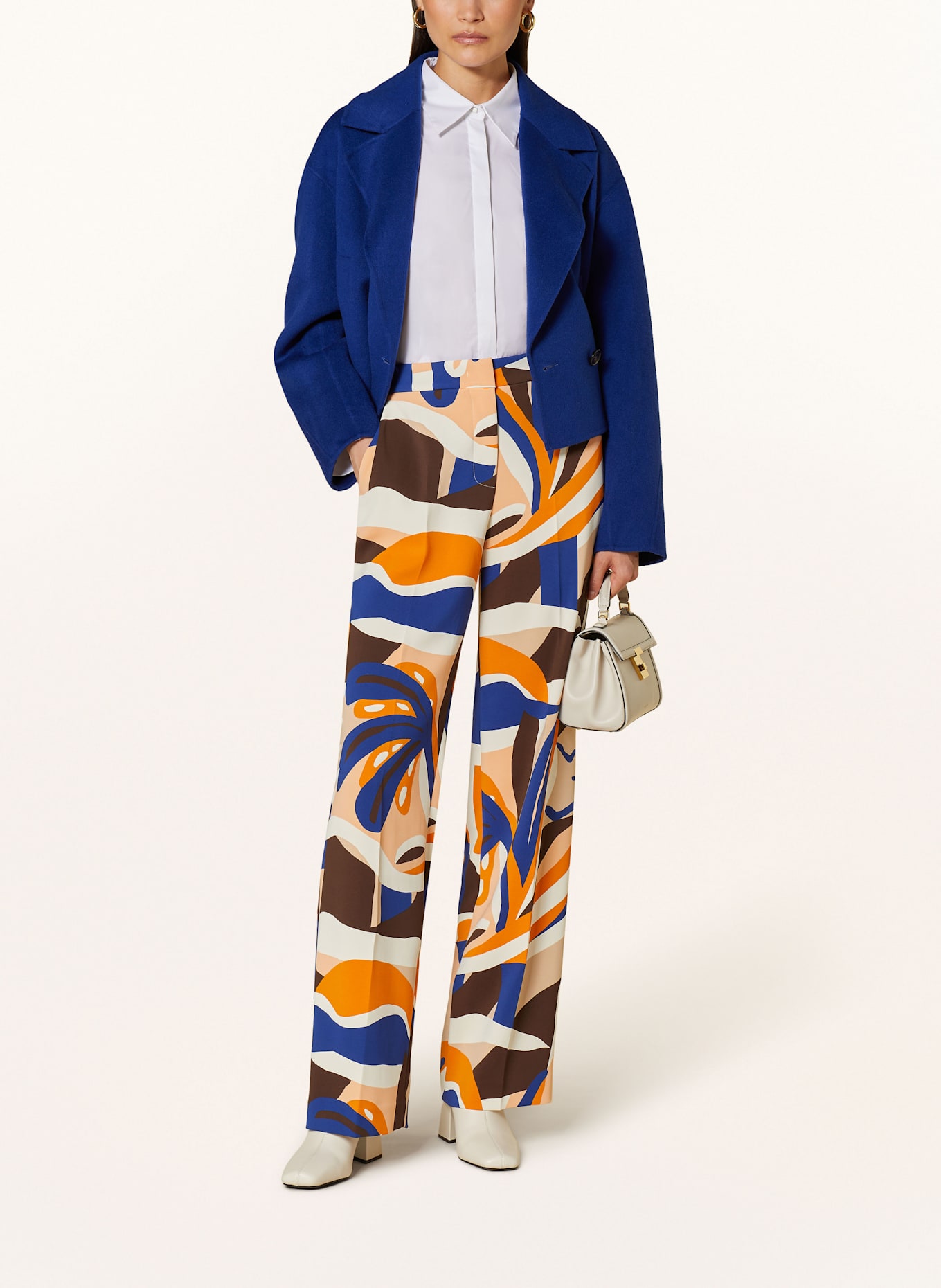 MARC CAIN Cropped shirt blouse: 100 WHITE