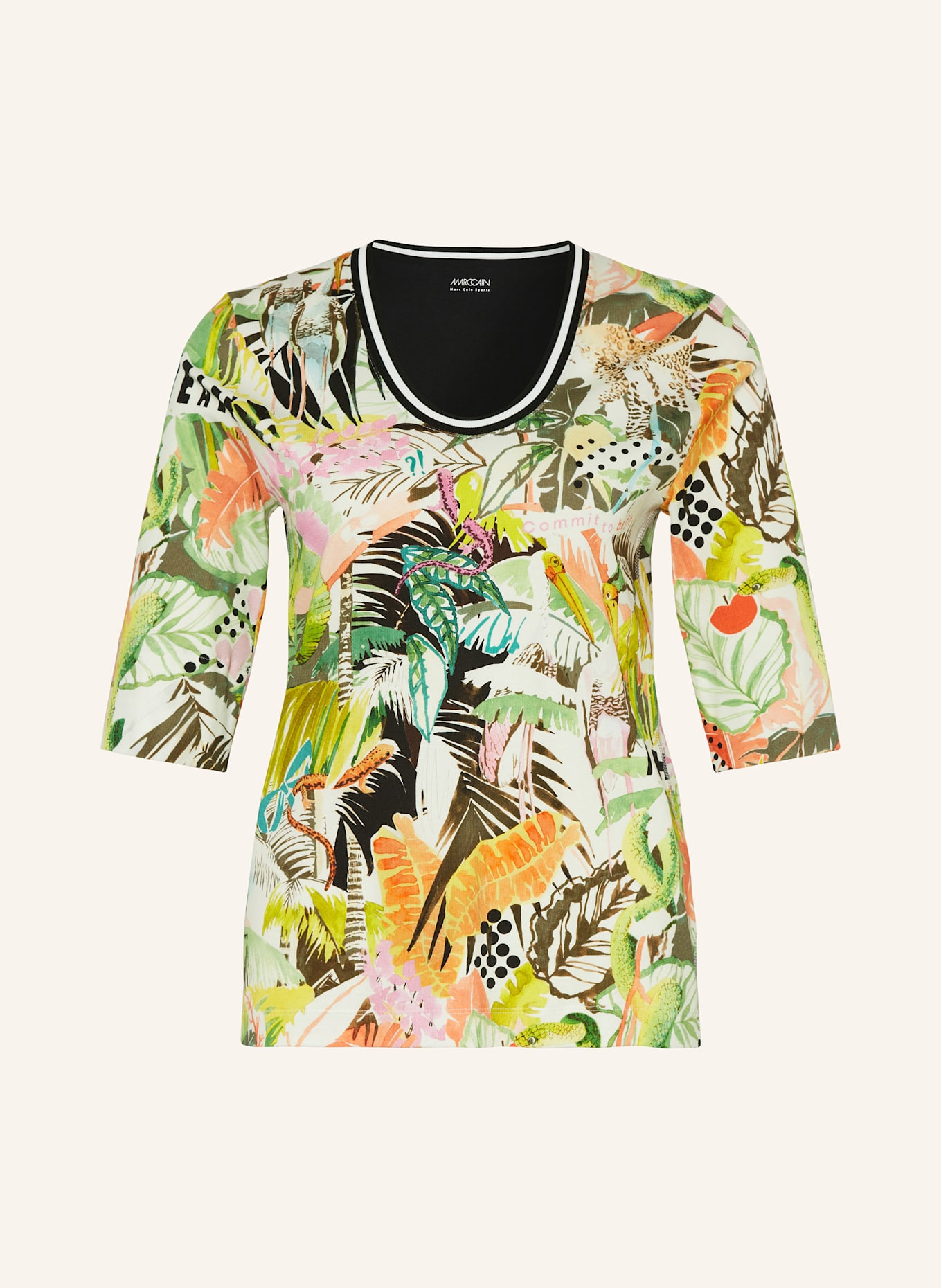 MARC CAIN Tričko s 3/4 rukávem: 593 deep olive green