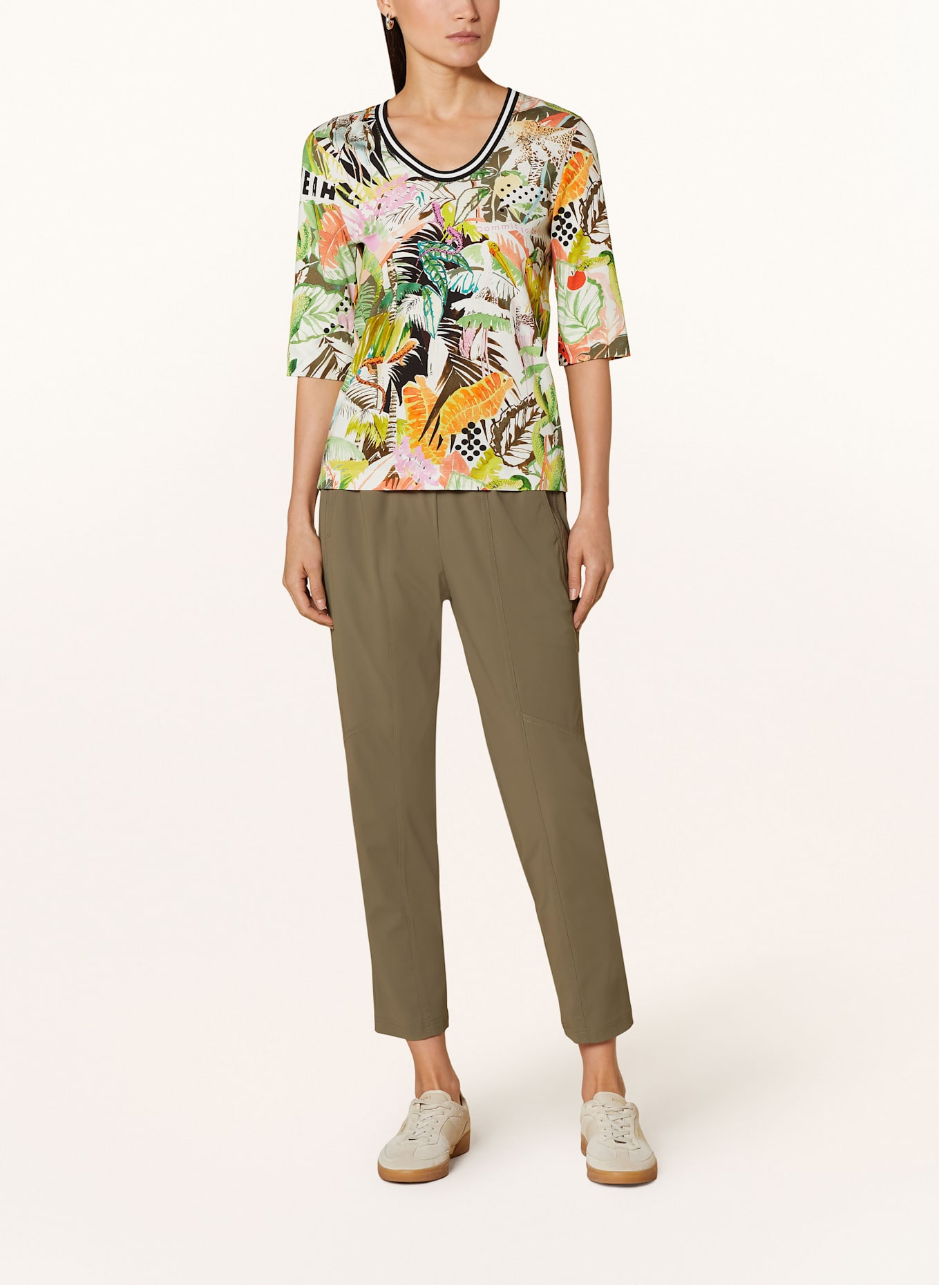 MARC CAIN Tričko s 3/4 rukávem: 593 deep olive green