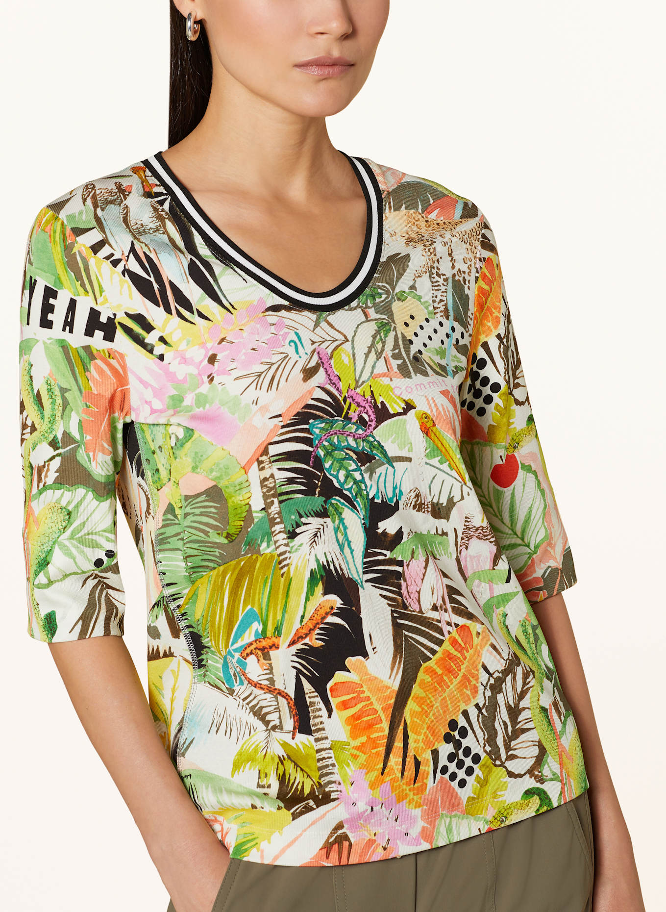 MARC CAIN Tričko s 3/4 rukávem: 593 deep olive green