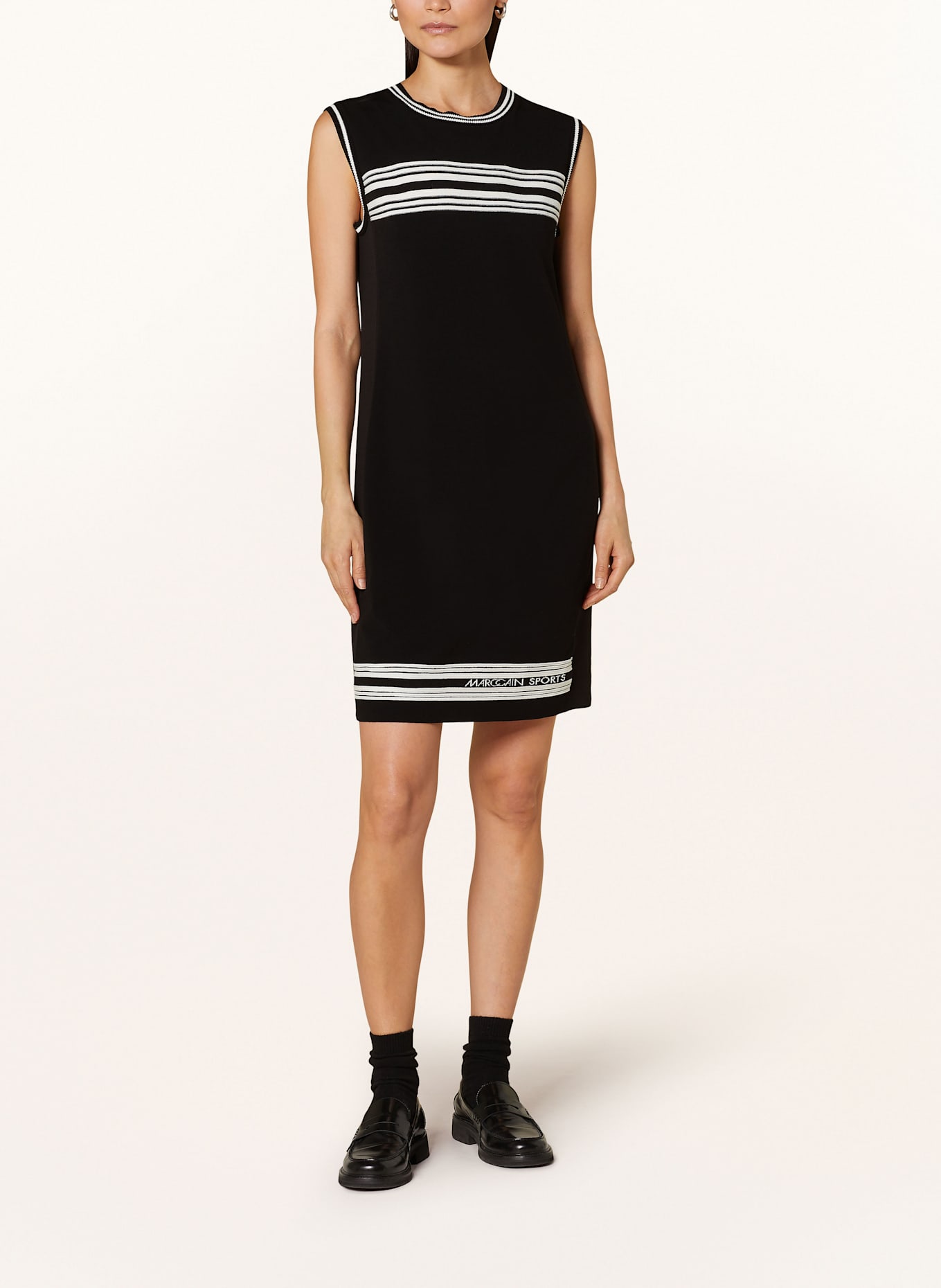 MARC CAIN Sweatkleid im Materialmix: 910 black and white