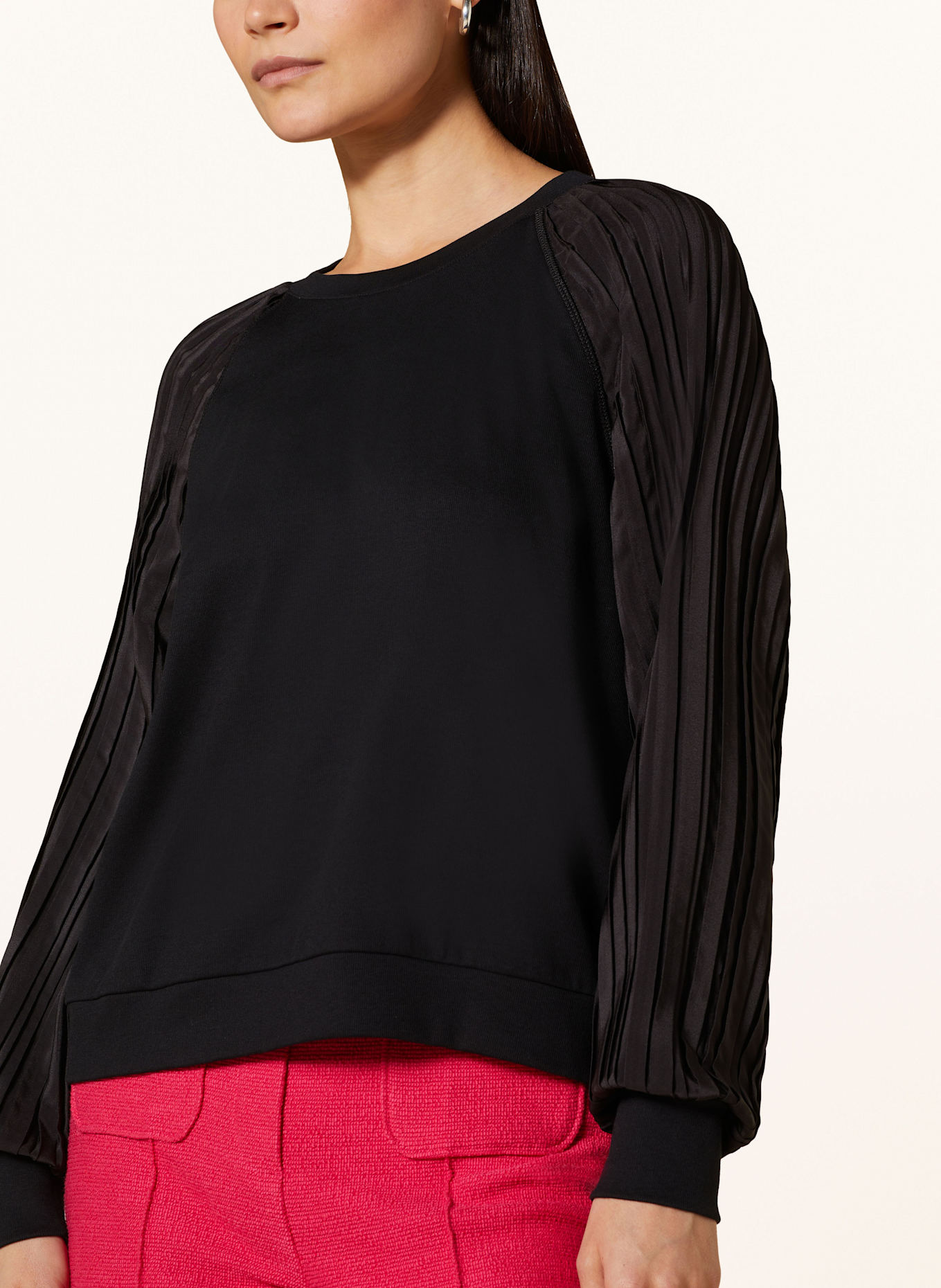 MARC CAIN Tričko s dlouhým rukávem ze směsi materiálů: 900 BLACK