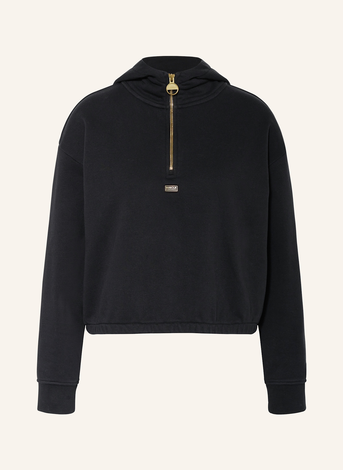 BARBOUR INTERNATIONAL Cropped mikina s kapucí PRIYA: ČERNÁ
