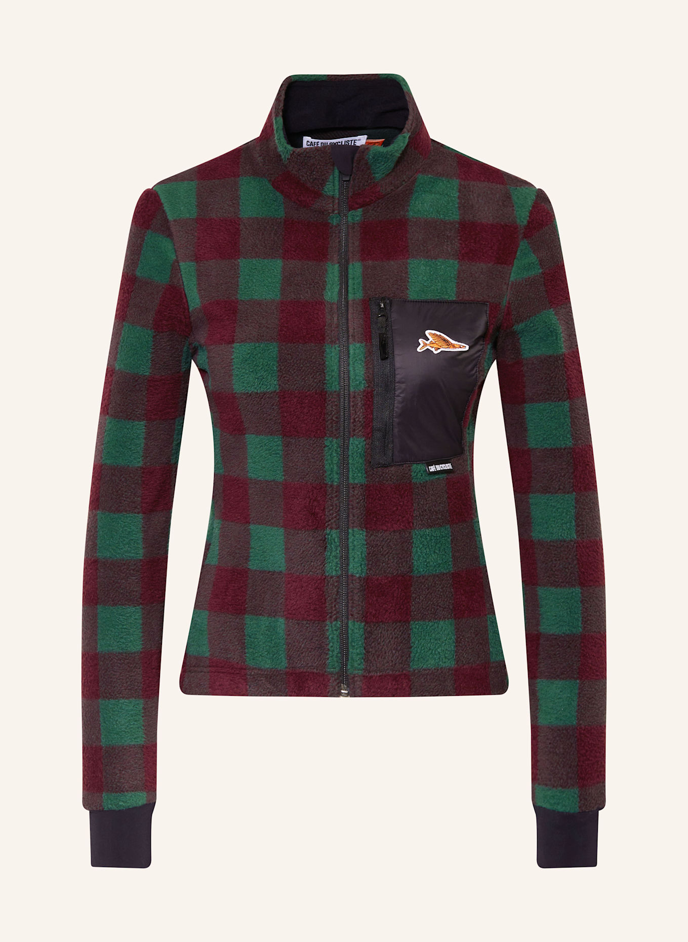 CAFÉ DU CYCLISTE Koszulka rowerowa SOLANGE: ZIELONY / CIEMNOCZERWONY