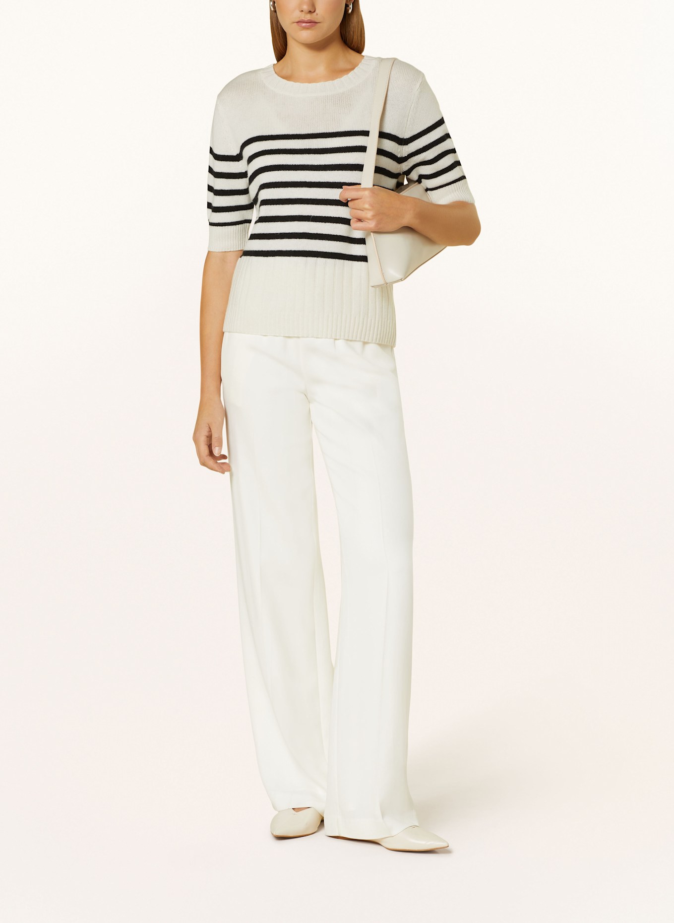 MRS & HUGS Dzianinowa koszulka: ECRU / CZARNY