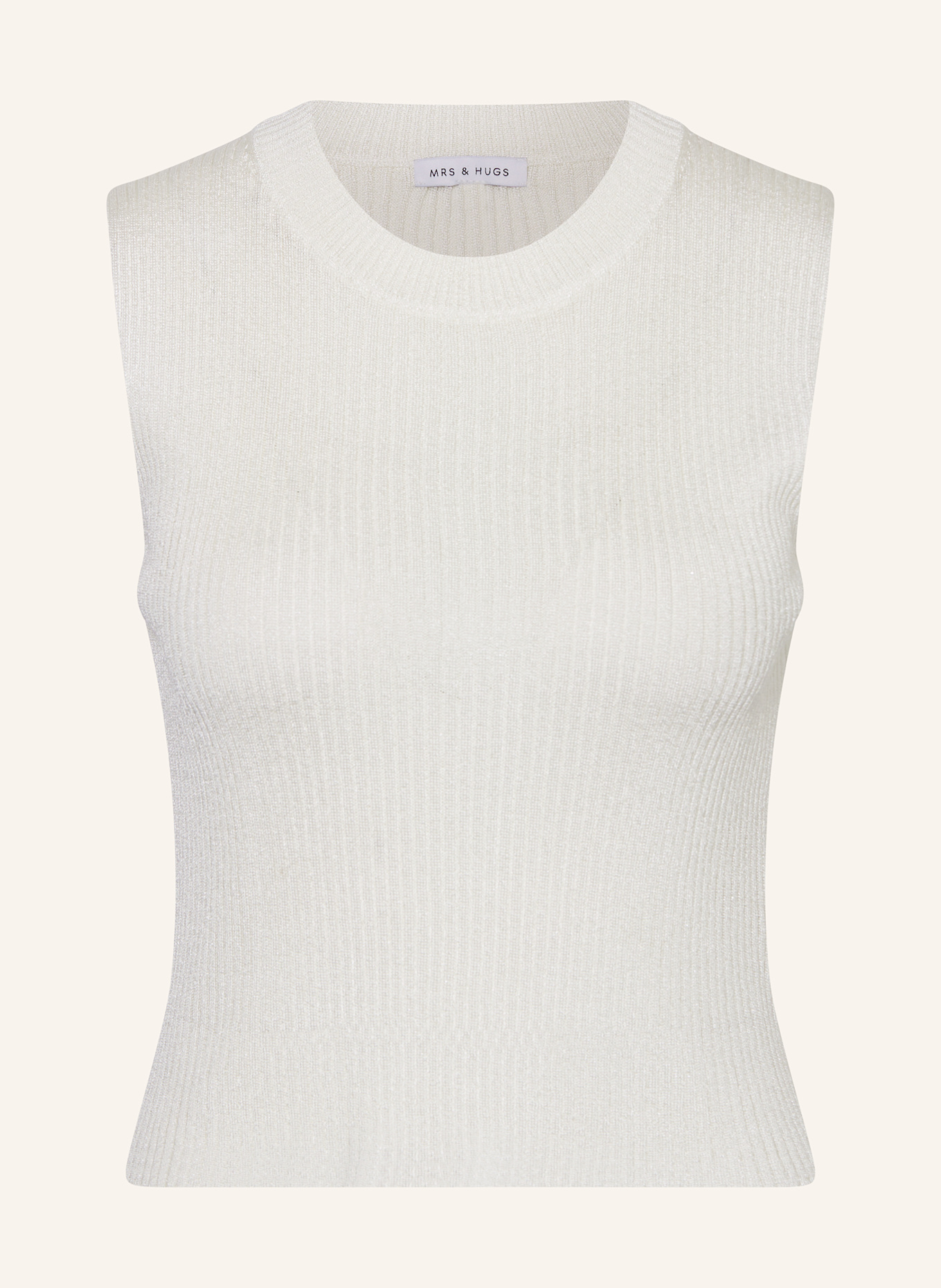 MRS & HUGS Knit top with glitter thread: WHITE