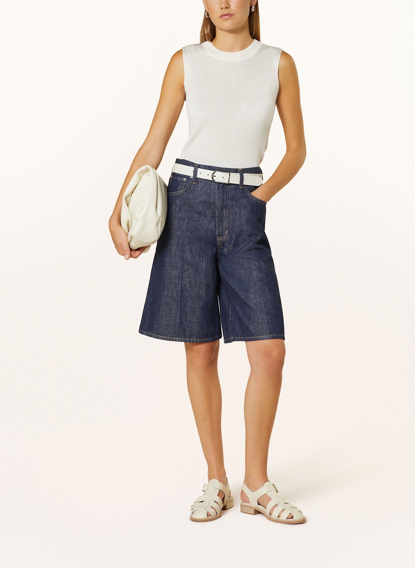 MRS & HUGS Knit top with glitter thread: WHITE