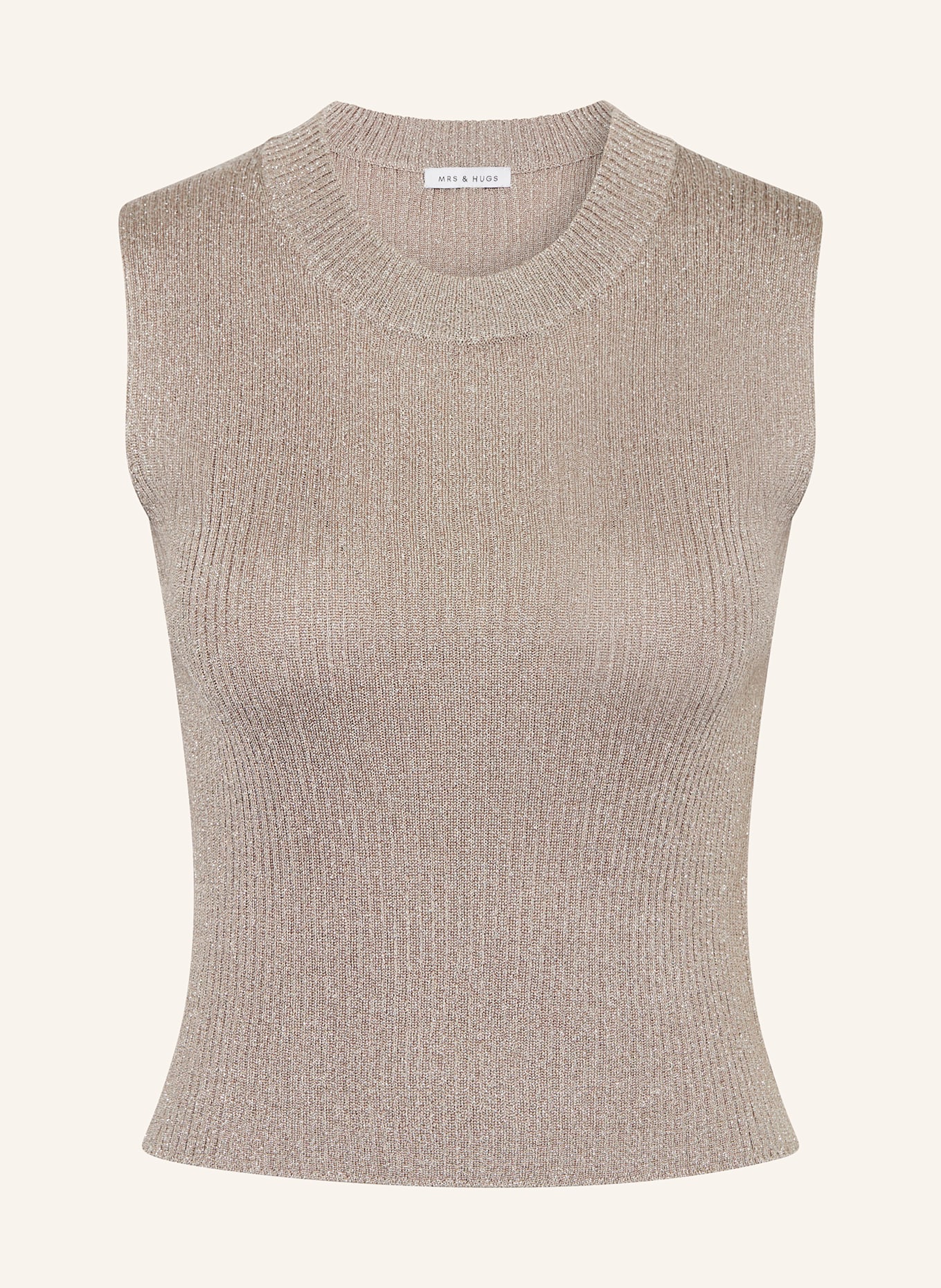 MRS & HUGS Stricktop mit Glitzergarn: TAUPE