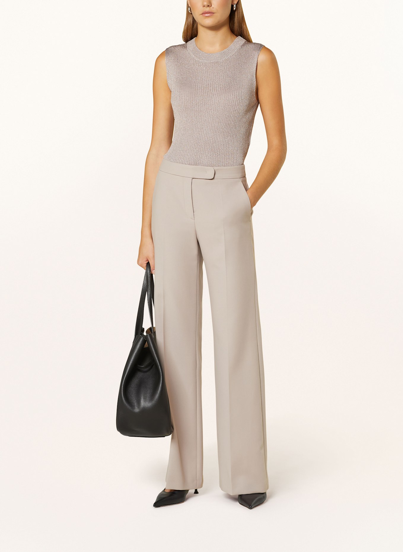 MRS & HUGS Stricktop mit Glitzergarn: TAUPE