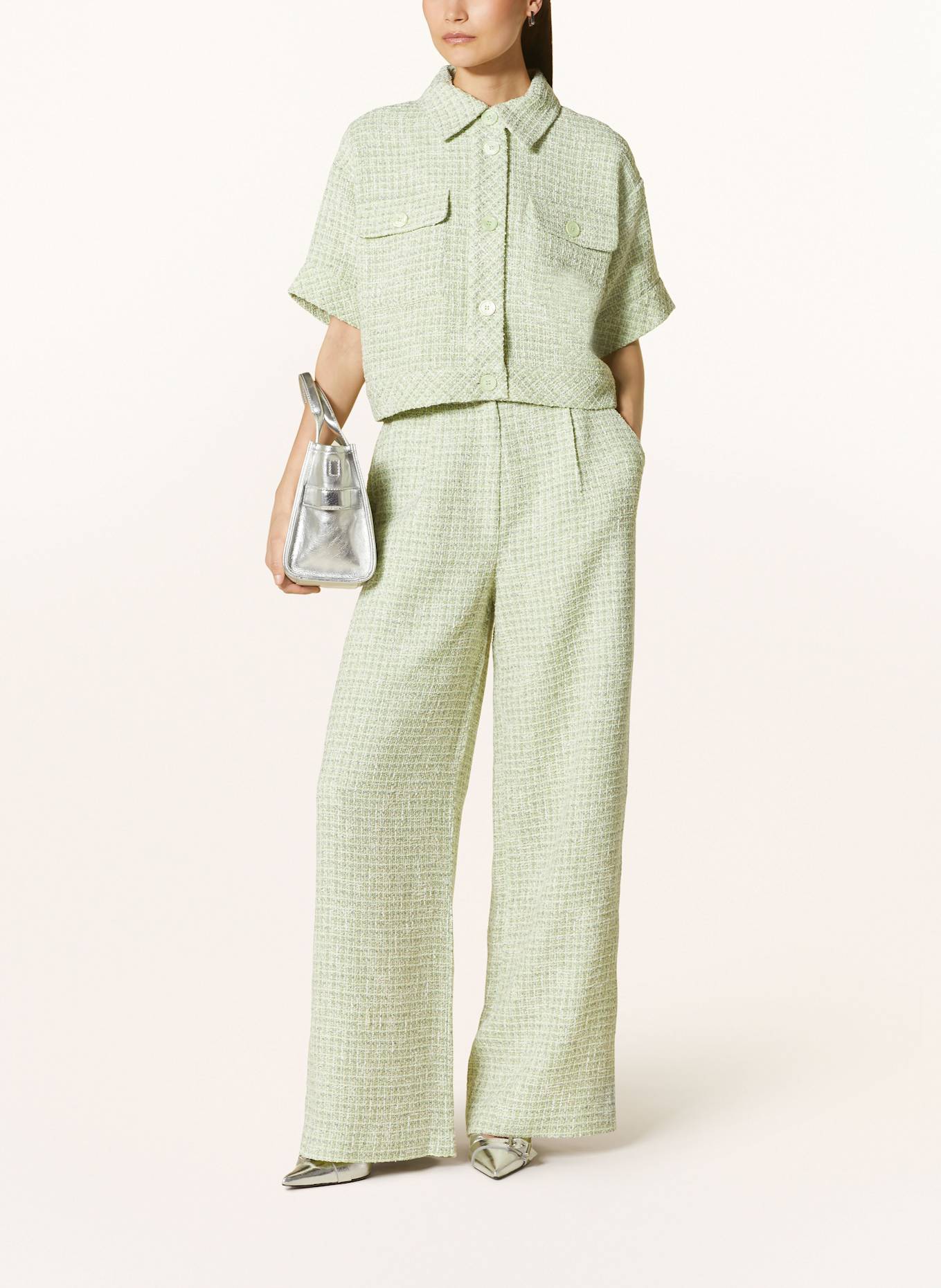 MRS & HUGS Bouclé-Hose: HELLGRÜN