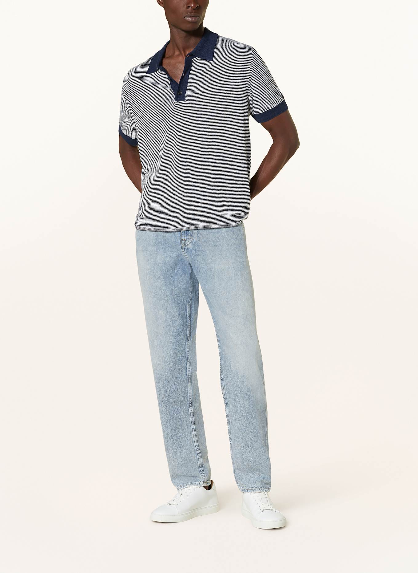 CLOSED Strick-Poloshirt: DUNKELBLAU / WEISS