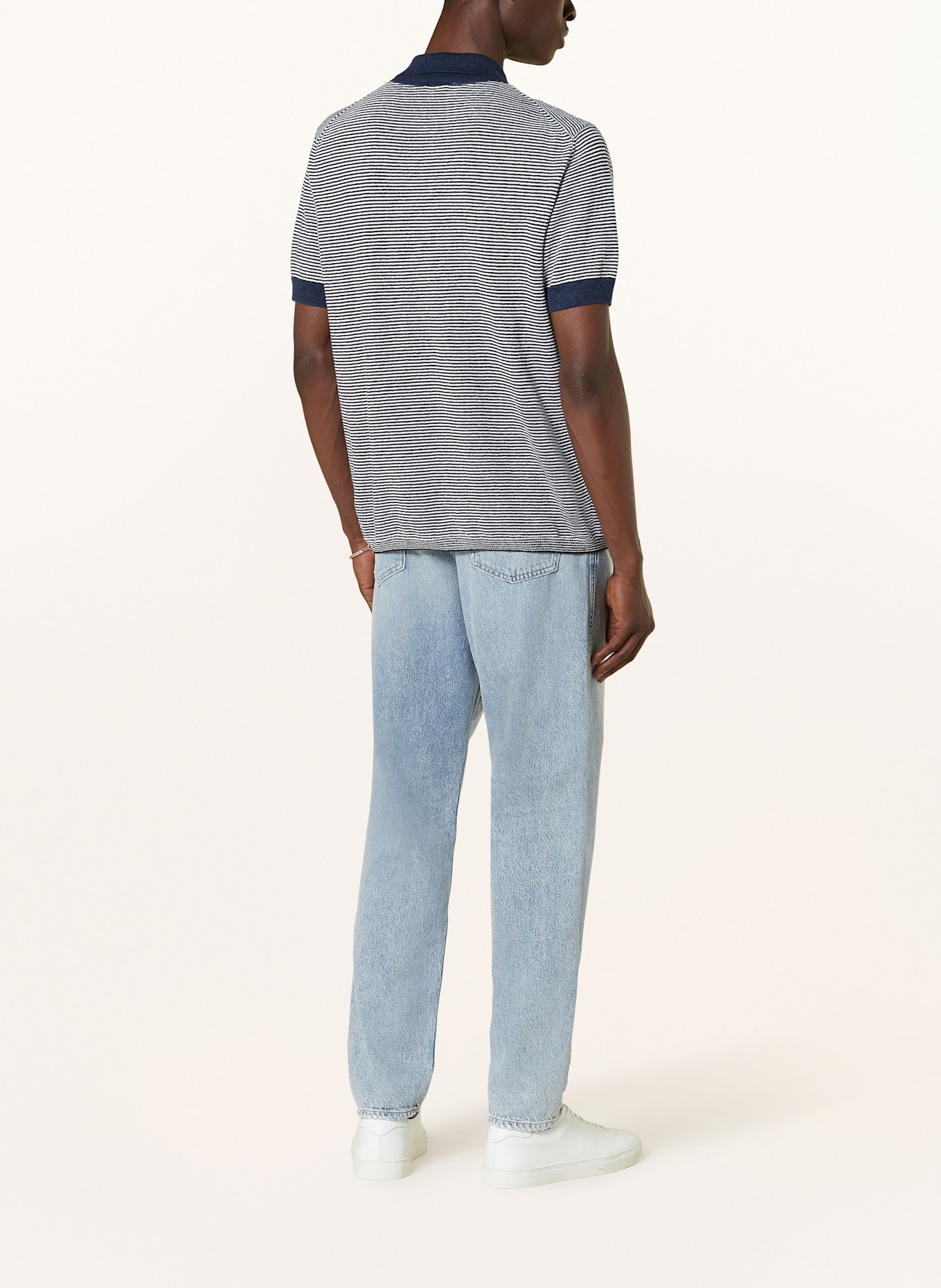 CLOSED Strick-Poloshirt: DUNKELBLAU / WEISS