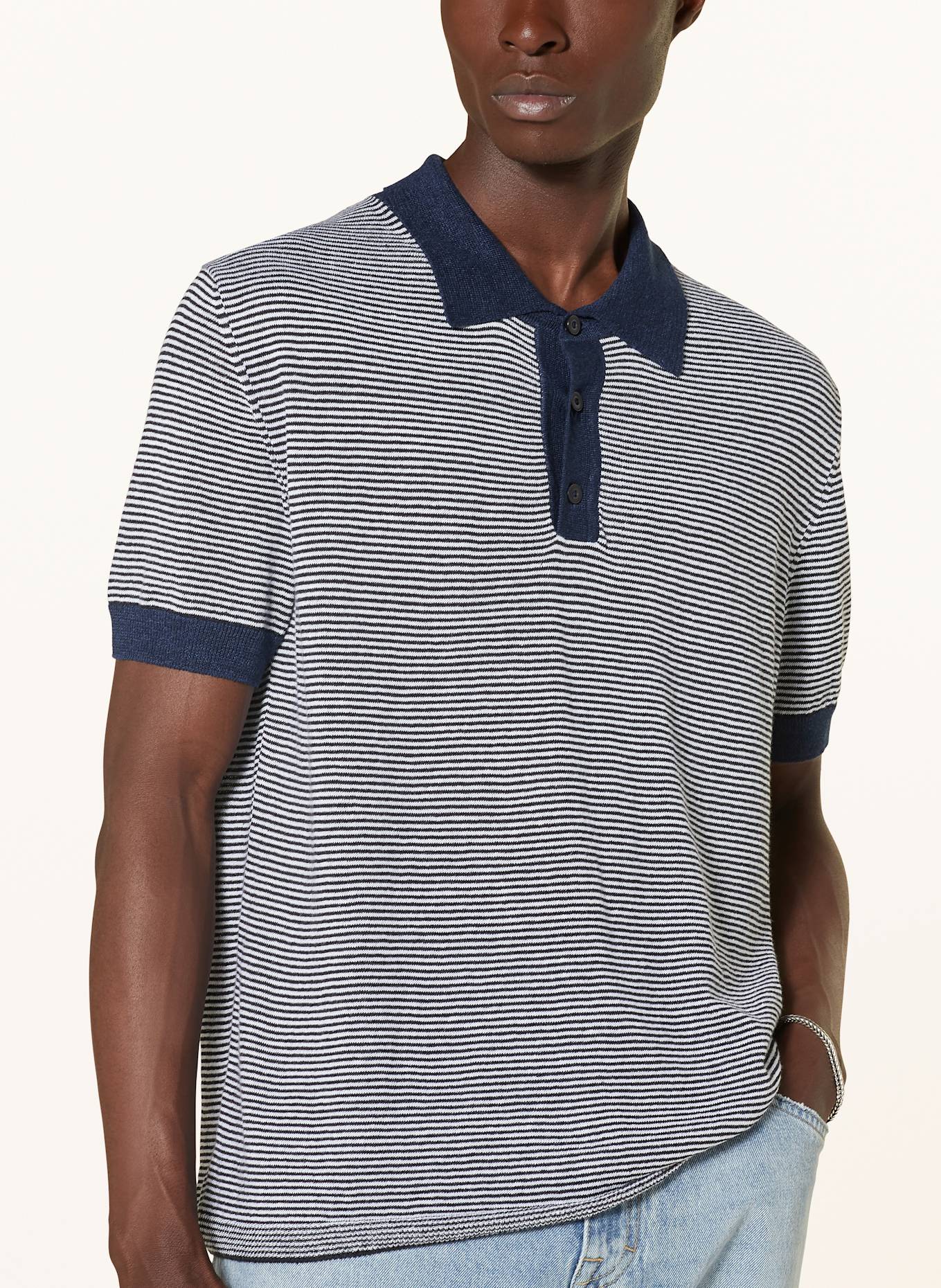 CLOSED Strick-Poloshirt: DUNKELBLAU / WEISS